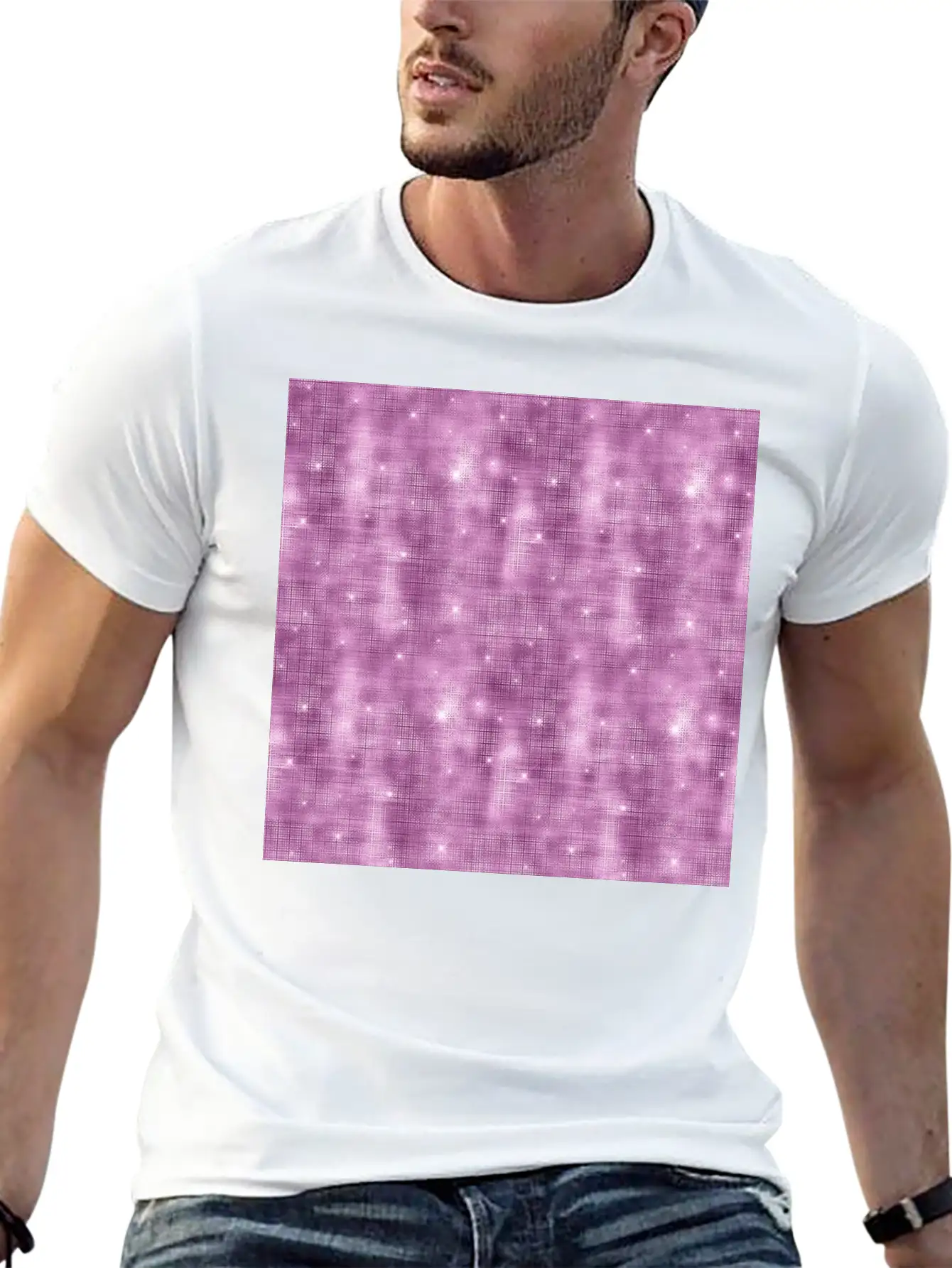 Glam Mauve Diamond Shimmer Glitter Unisex Casual T-Shirt – Clean Design For Daily Comfort
