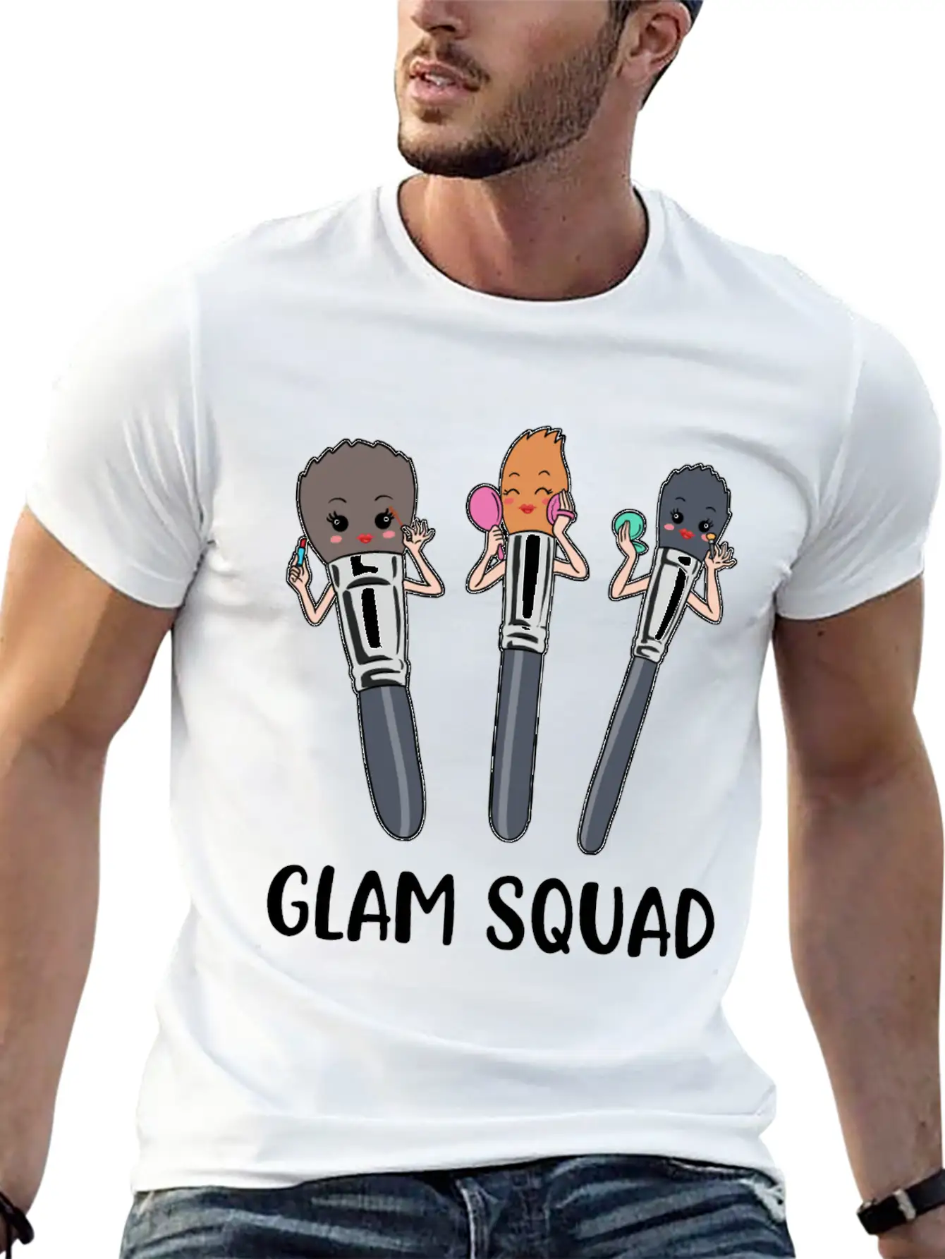 Glam Squad Funny Makeup Artist Gift Essential Cotton Tee For Daily Outfits – Unisex Style