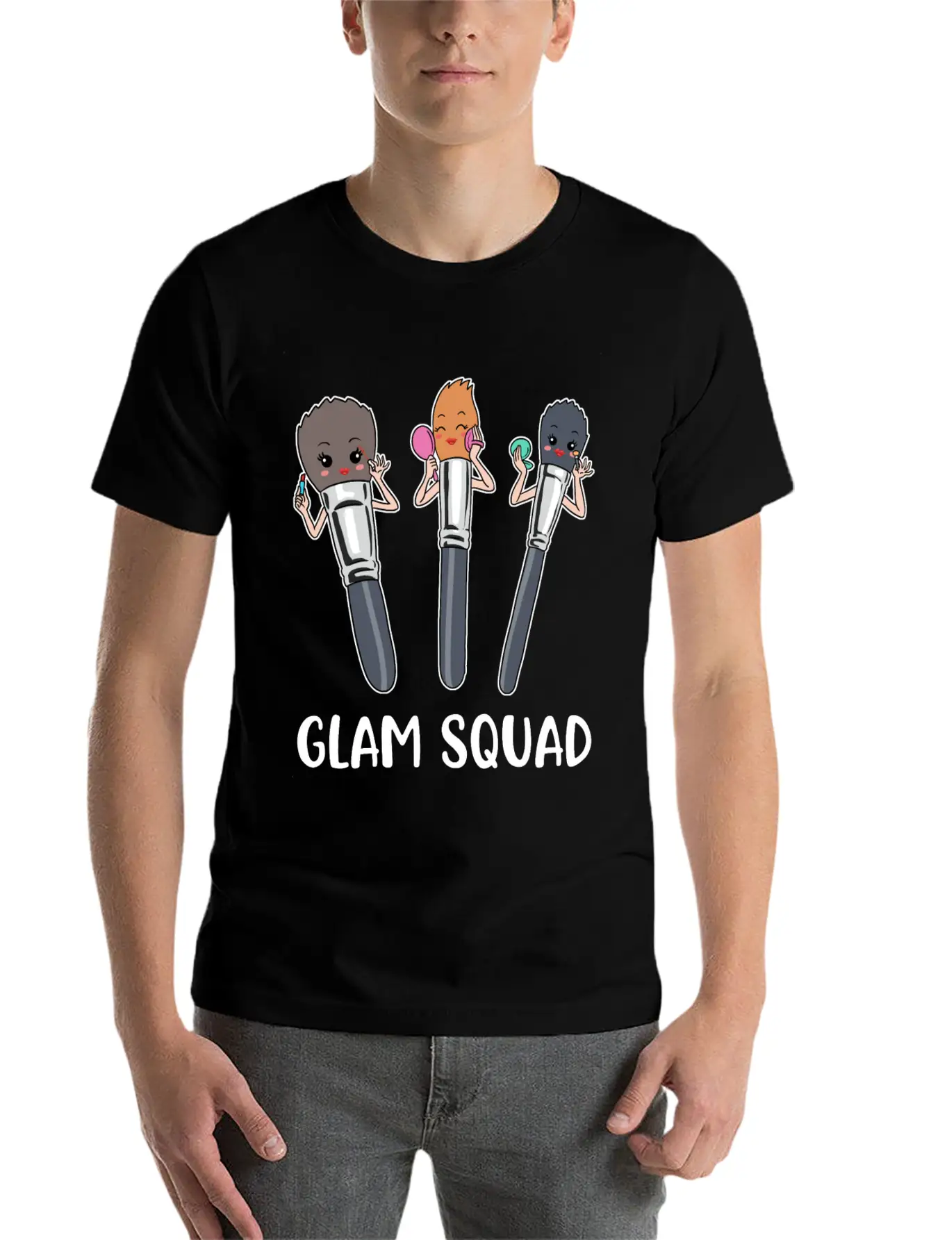 Glam Squad Funny Makeup Artist Gift Essential Cotton Tee For Daily Outfits – Unisex Style