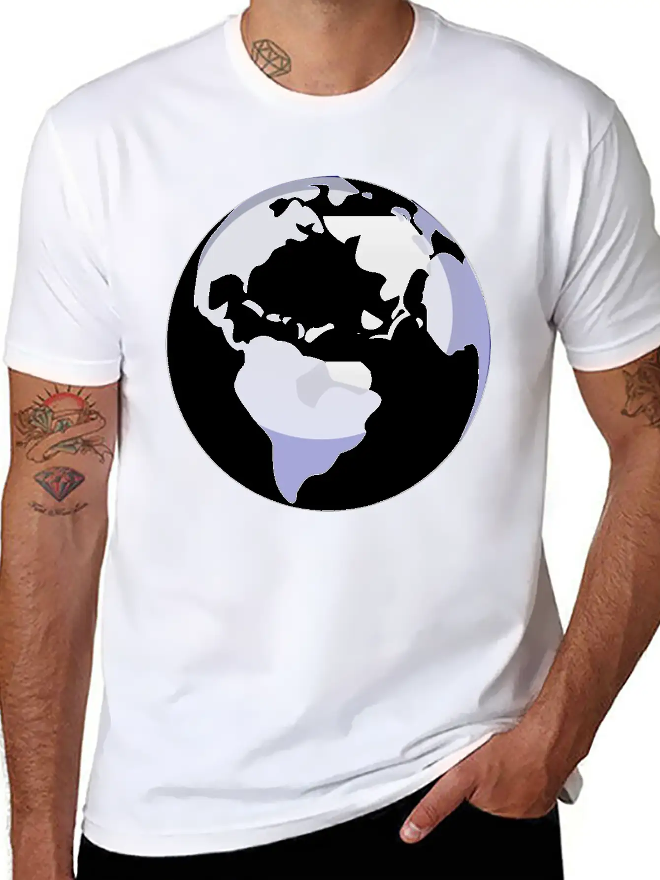 Globus Planet Erde Earth Kontinente Continents84 Unisex Casual T-Shirt – Clean Design For Daily Comfort