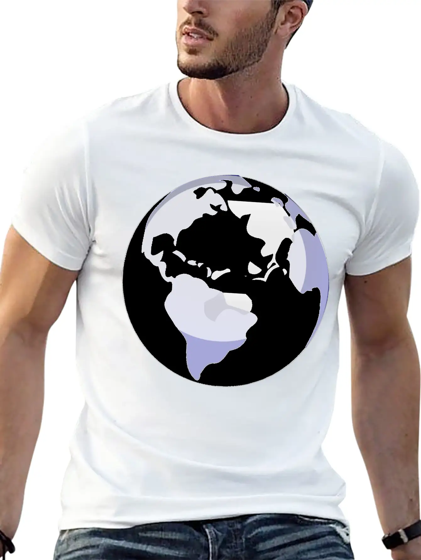 Globus Planet Erde Earth Kontinente Continents84 Unisex Casual T-Shirt – Clean Design For Daily Comfort