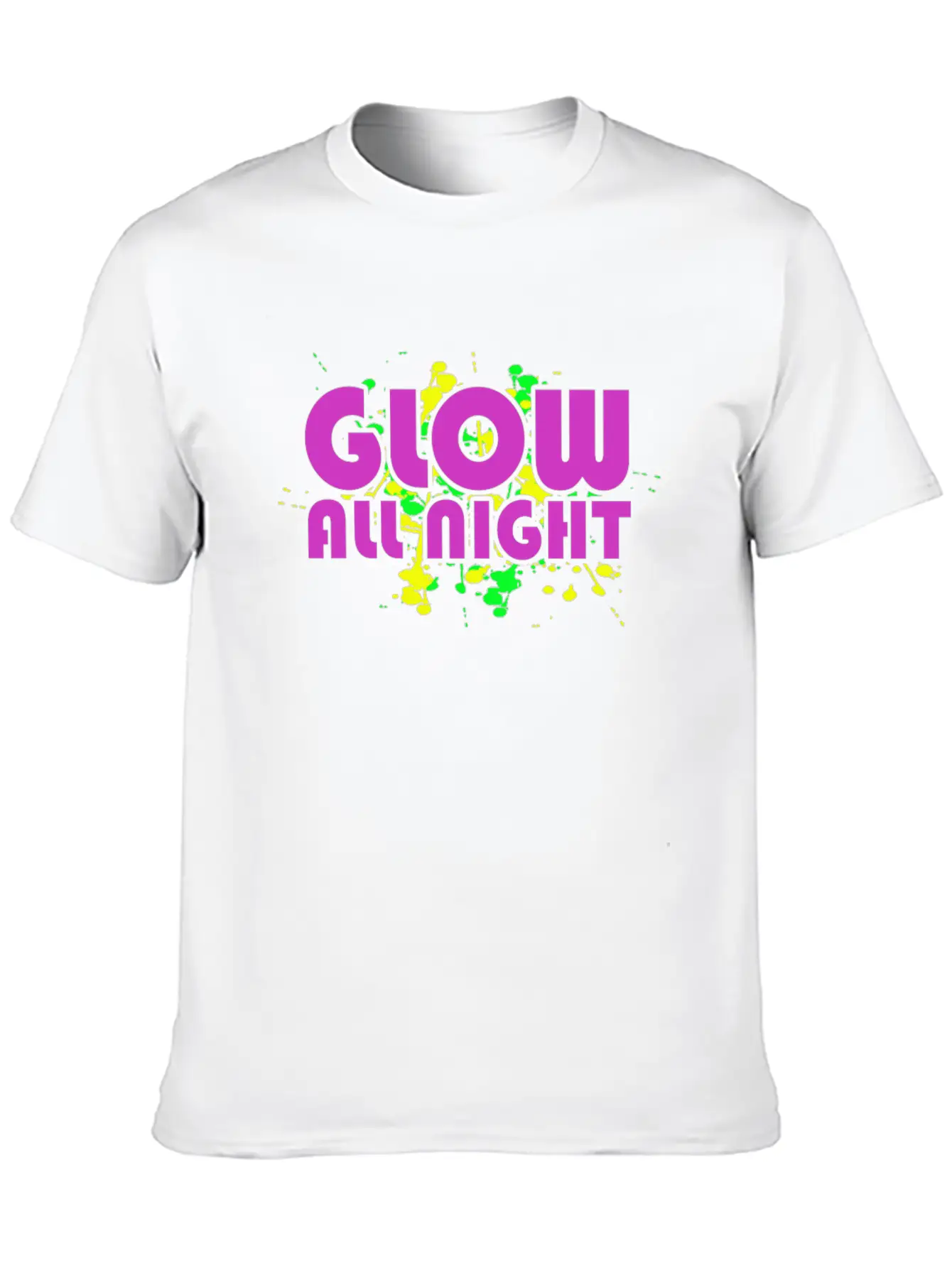Glow All Night T-Shirt Glowing Effet Retro Glow Breathable Soft Cotton T-Shirt – Timeless Casual Look