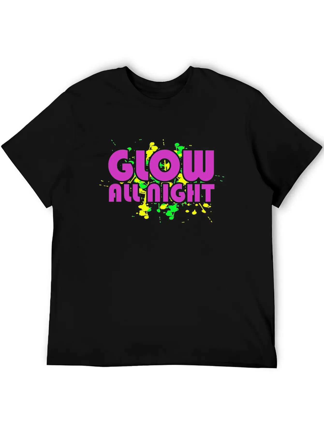 Glow All Night T-Shirt Glowing Effet Retro Glow Breathable Soft Cotton T-Shirt – Timeless Casual Look