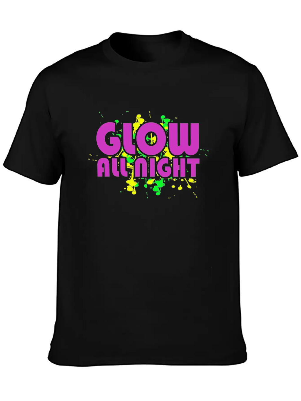 Glow All Night T-Shirt Glowing Effet Retro Glow Breathable Soft Cotton T-Shirt – Timeless Casual Look