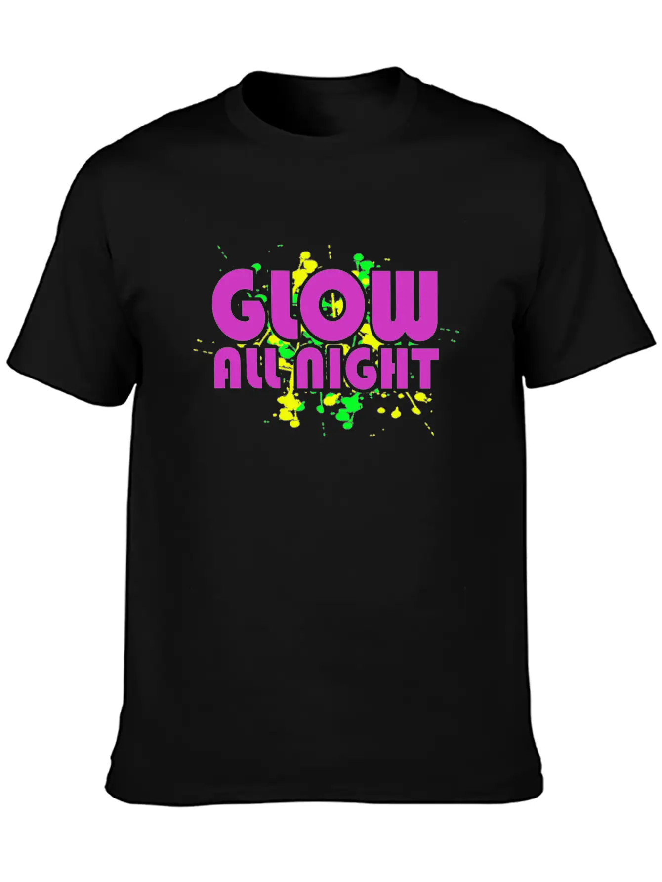 Glow All Night T-Shirt Glowing Effet Retro Glow Breathable Soft Cotton T-Shirt – Timeless Casual Look