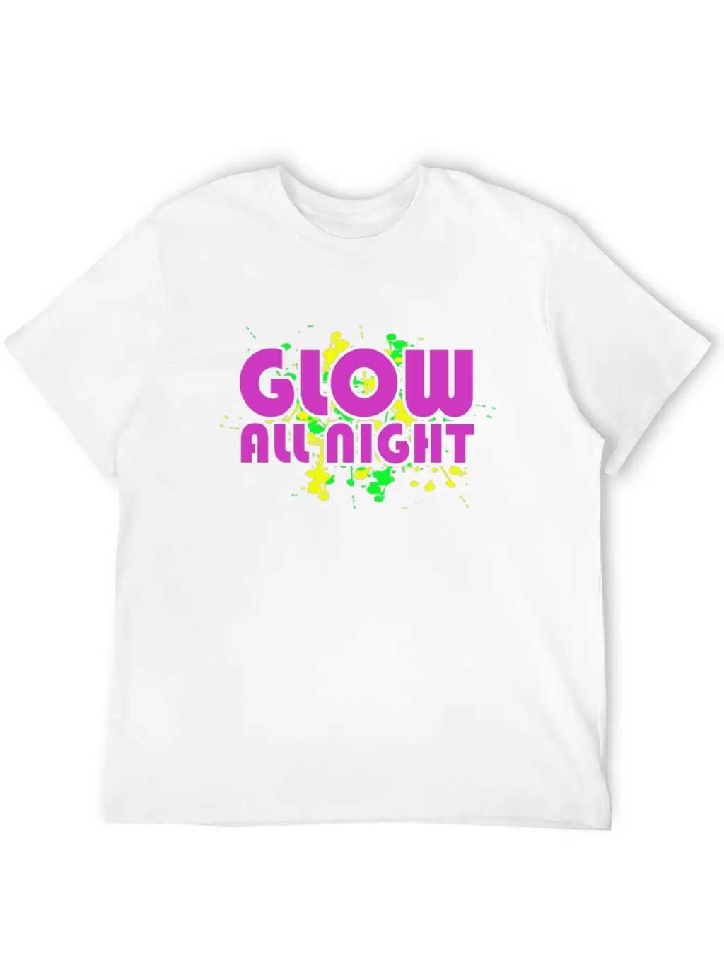 Glow All Night T-Shirt Glowing Effet Retro Glow Breathable Soft Cotton T-Shirt – Timeless Casual Look