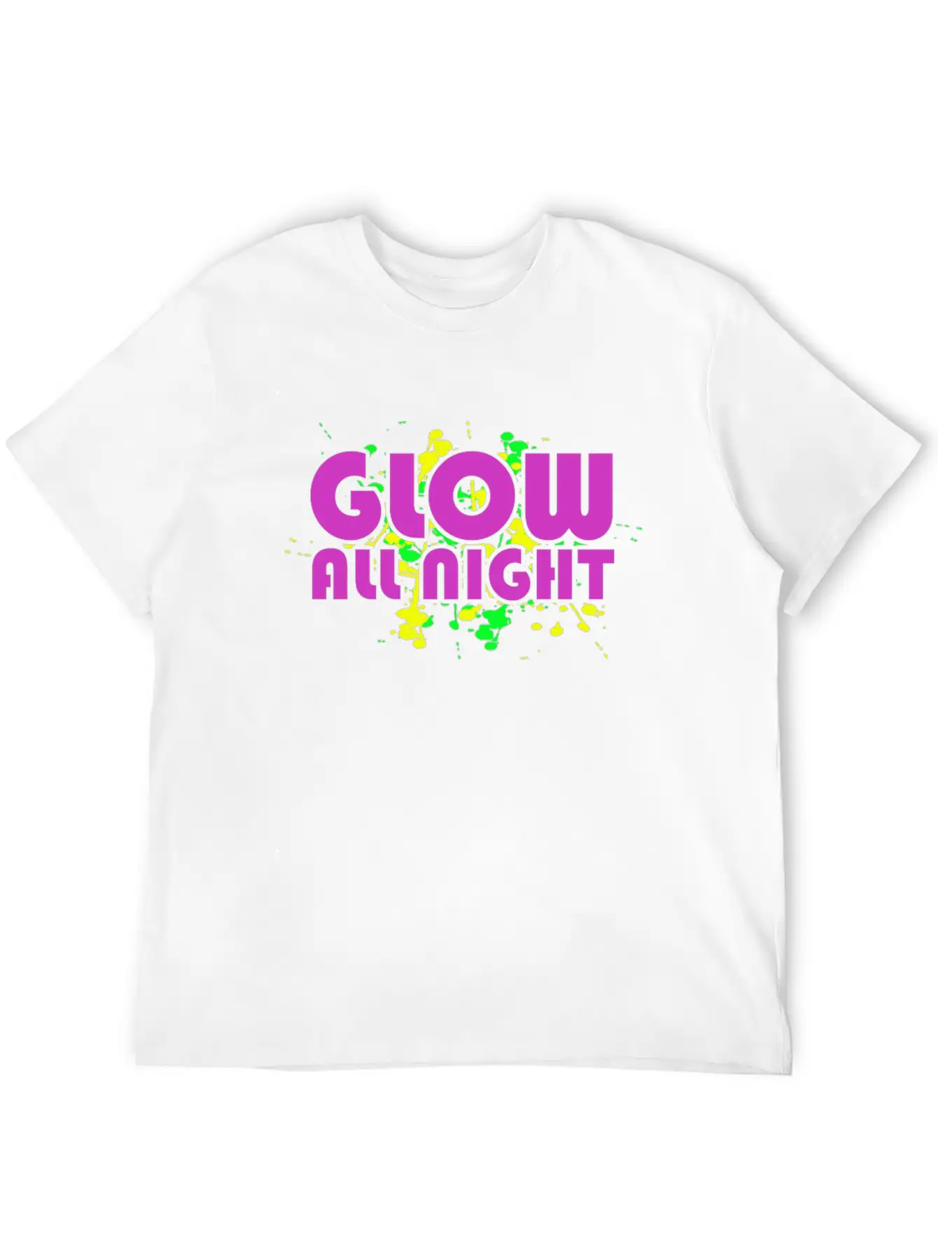 Glow All Night T-Shirt Glowing Effet Retro Glow Breathable Soft Cotton T-Shirt – Timeless Casual Look