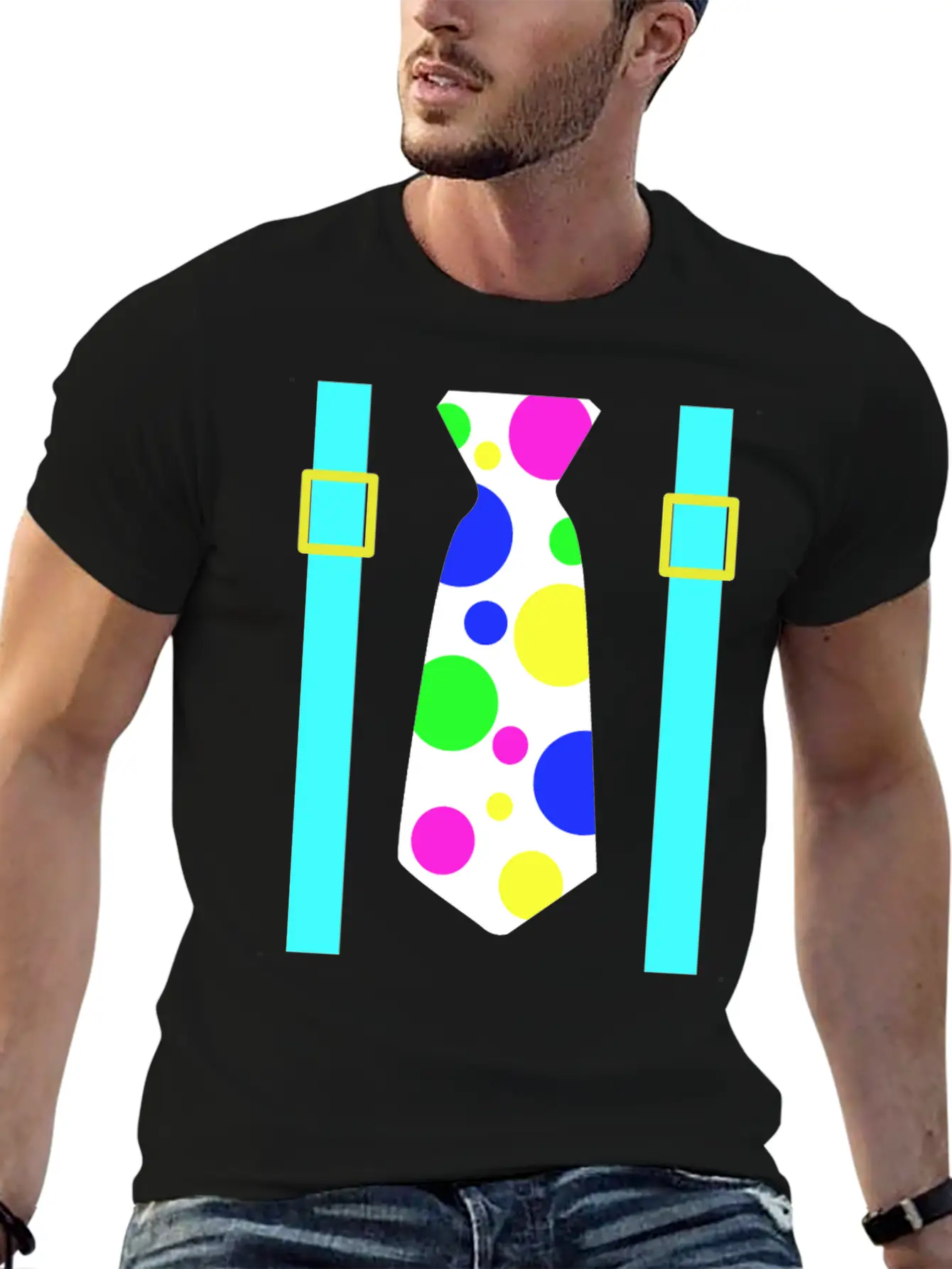 Glow Party Jumbo Tie Costume Breathable Graphic T-Shirt – Perfect For Casual Days