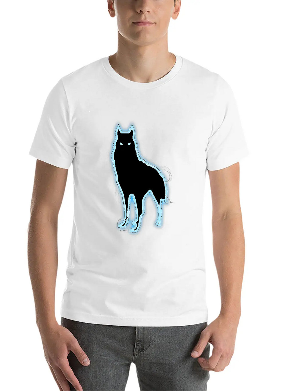 Glowing Blue Wolf Design - Wolf Lovers Or Animal Essential Cotton Tee For Daily Outfits – Unisex Style