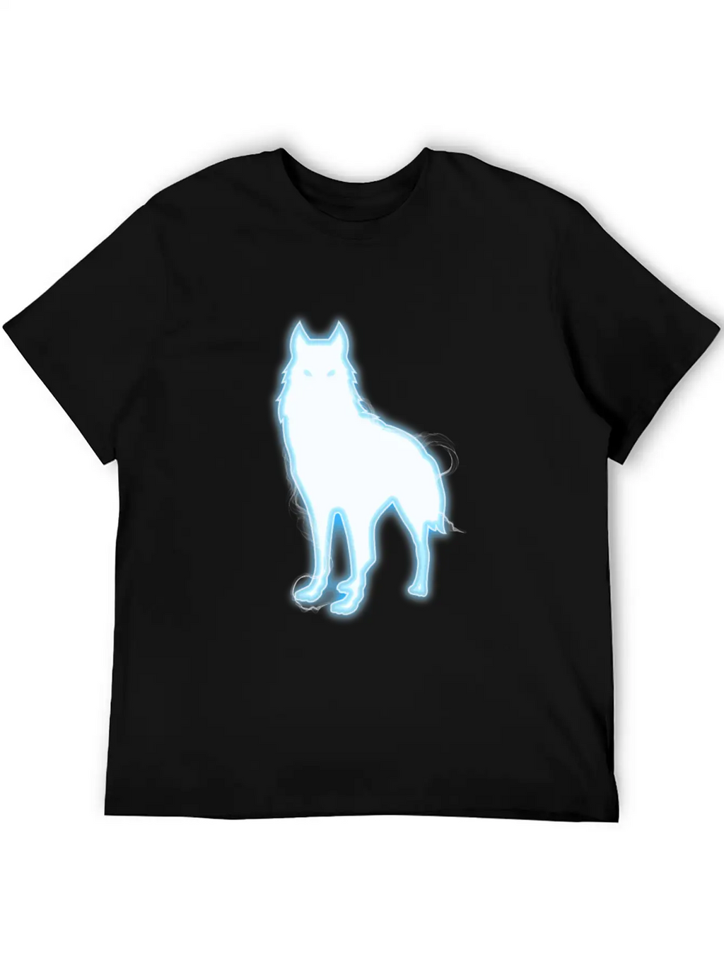 Glowing Blue Wolf Design - Wolf Lovers Or Animal Essential Cotton Tee For Daily Outfits – Unisex Style