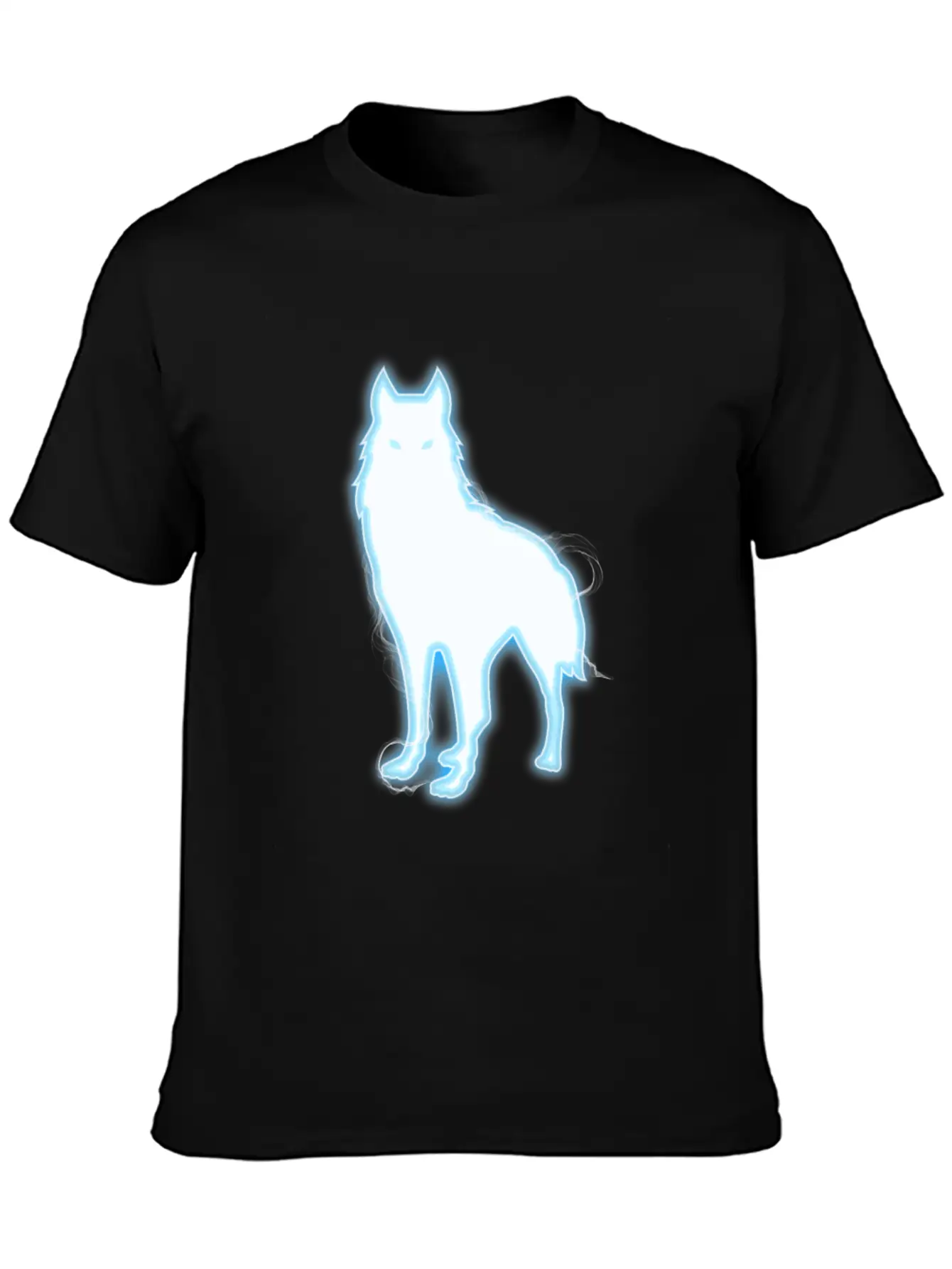Glowing Blue Wolf Design - Wolf Lovers Or Animal Essential Cotton Tee For Daily Outfits – Unisex Style