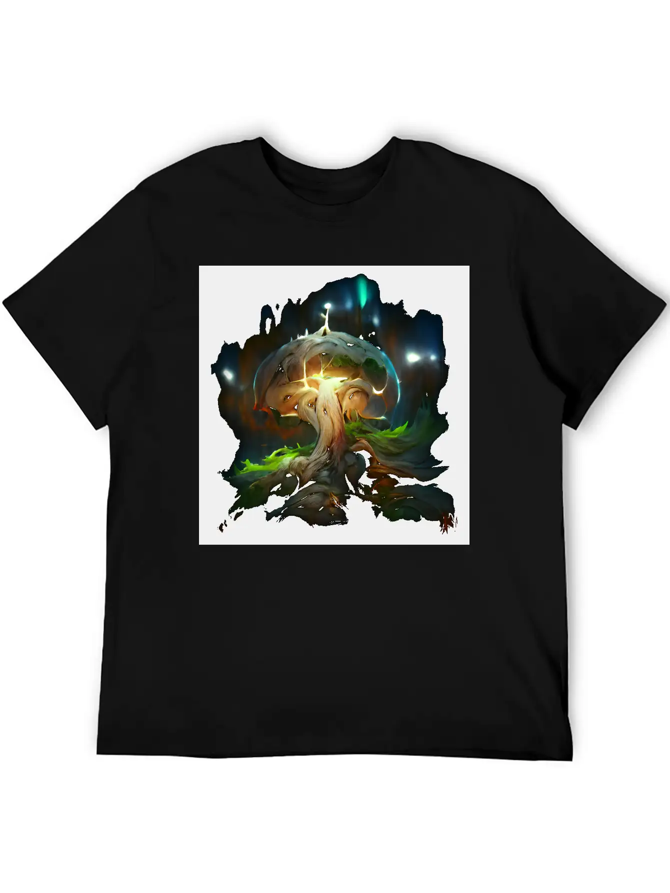 Glowing Fantasy Surreal Mushroom Tree Classic Cotton Tee – Unisex Comfort For Any Season