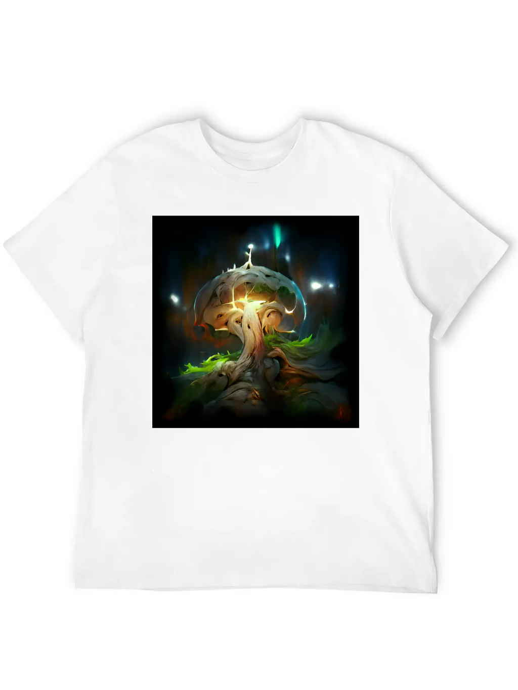Glowing Fantasy Surreal Mushroom Tree Classic Cotton Tee – Unisex Comfort For Any Season