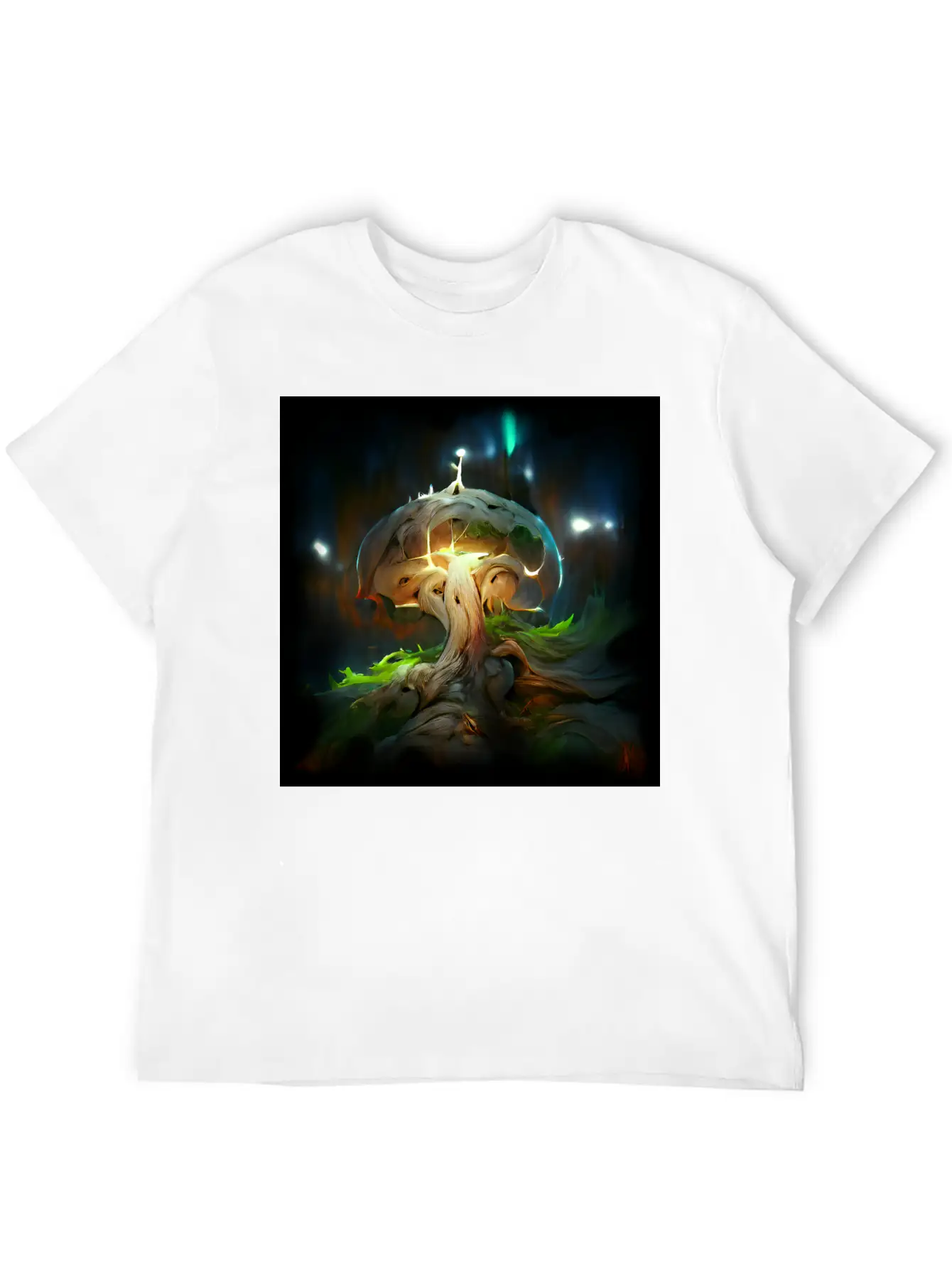 Glowing Fantasy Surreal Mushroom Tree Classic Cotton Tee – Unisex Comfort For Any Season