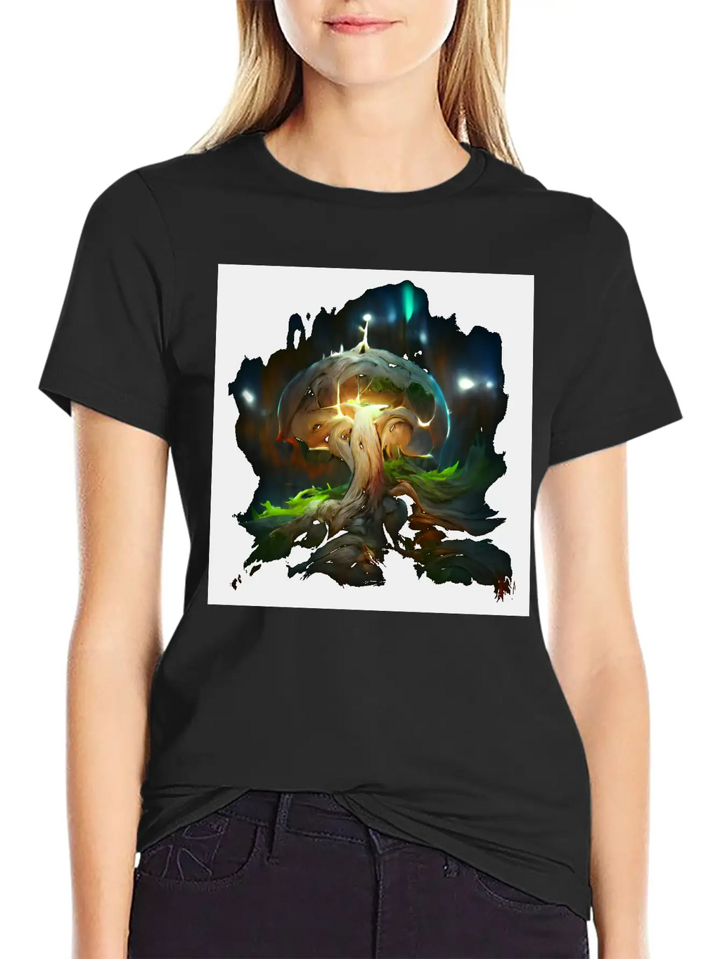 Glowing Fantasy Surreal Mushroom Tree Classic Cotton Tee – Unisex Comfort For Any Season