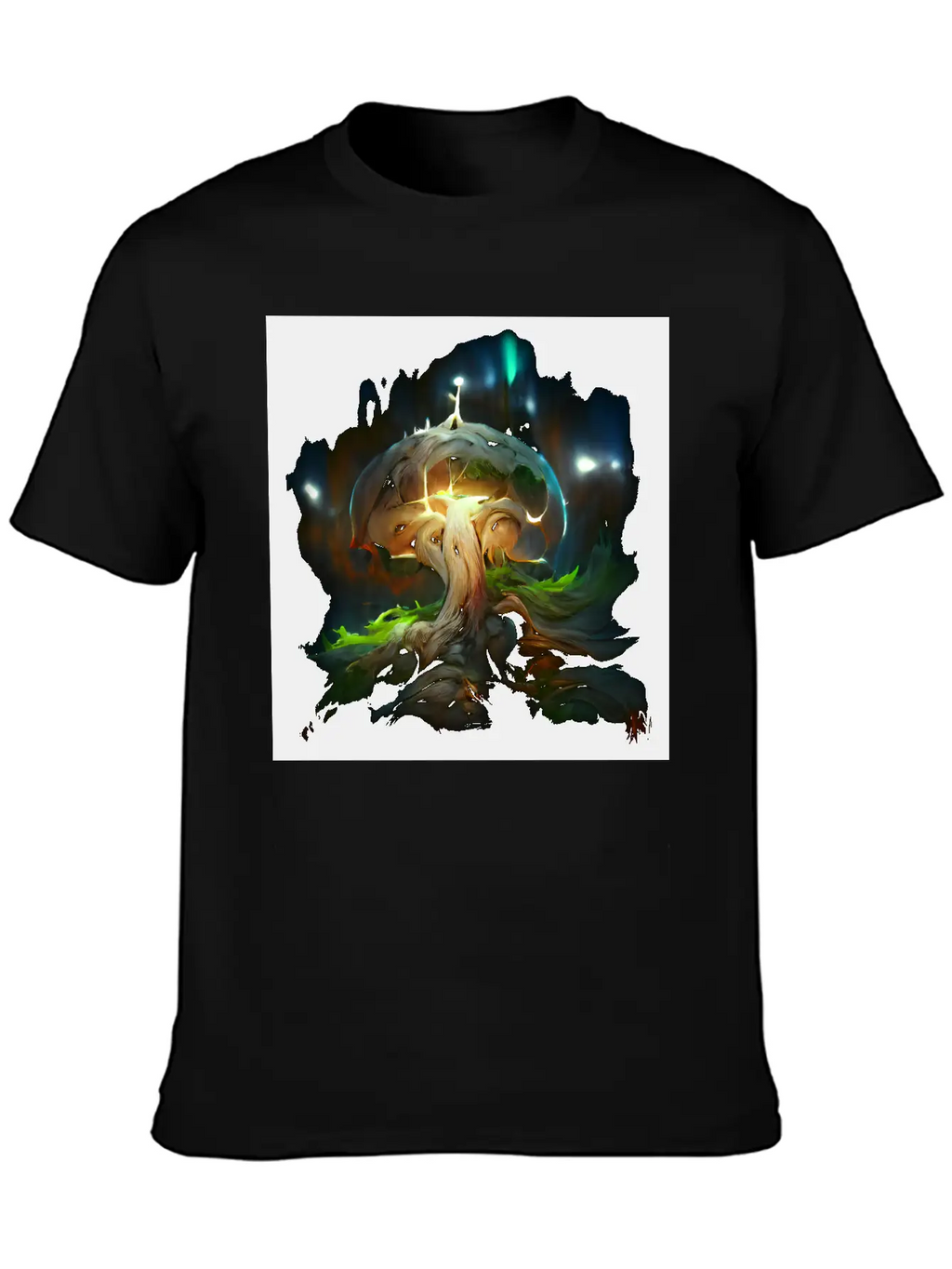 Glowing Fantasy Surreal Mushroom Tree Classic Cotton Tee – Unisex Comfort For Any Season