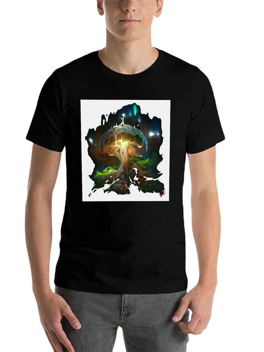 Glowing Fantasy Surreal Mushroom Tree Classic Cotton Tee – Unisex Comfort For Any Season
