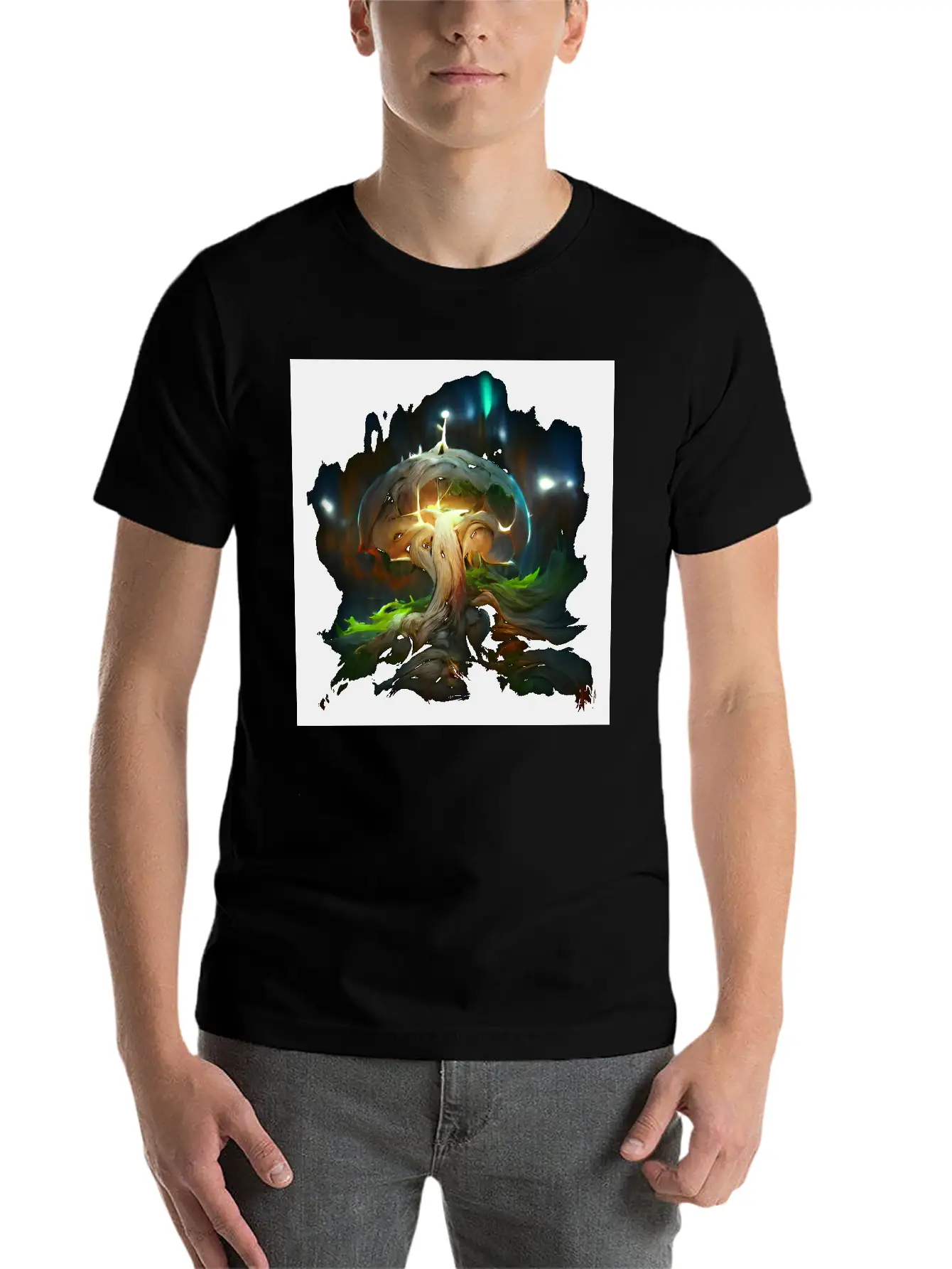 Glowing Fantasy Surreal Mushroom Tree Classic Cotton Tee – Unisex Comfort For Any Season