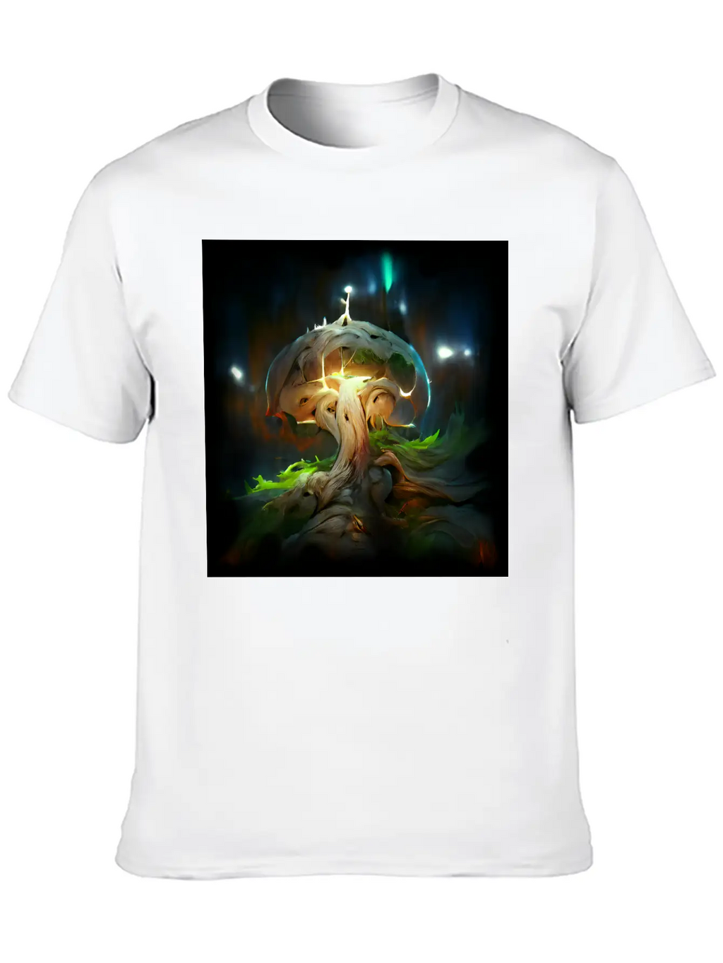 Glowing Fantasy Surreal Mushroom Tree Classic Cotton Tee – Unisex Comfort For Any Season