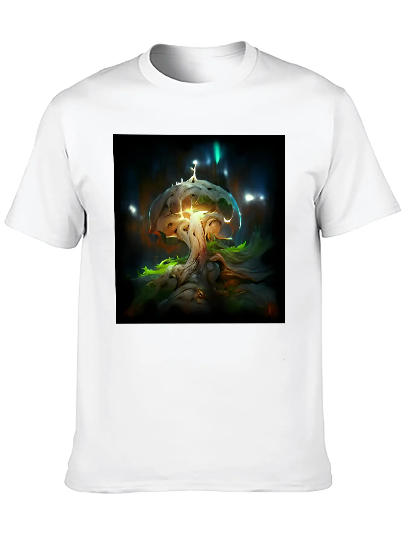 Glowing Fantasy Surreal Mushroom Tree Classic Cotton Tee – Unisex Comfort For Any Season