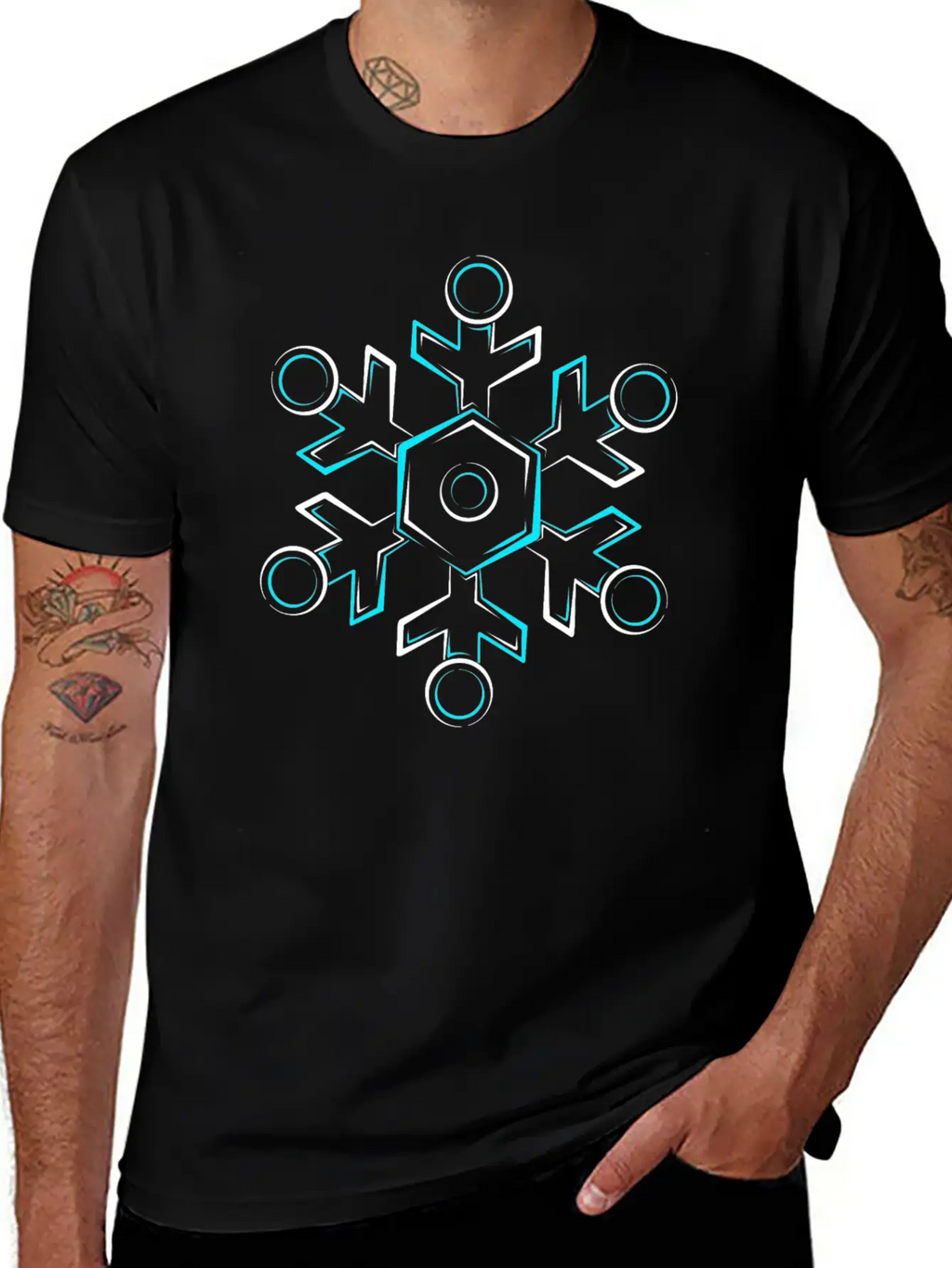 Glowing Snowflake Breathable Soft Cotton T-Shirt – Timeless Casual Look