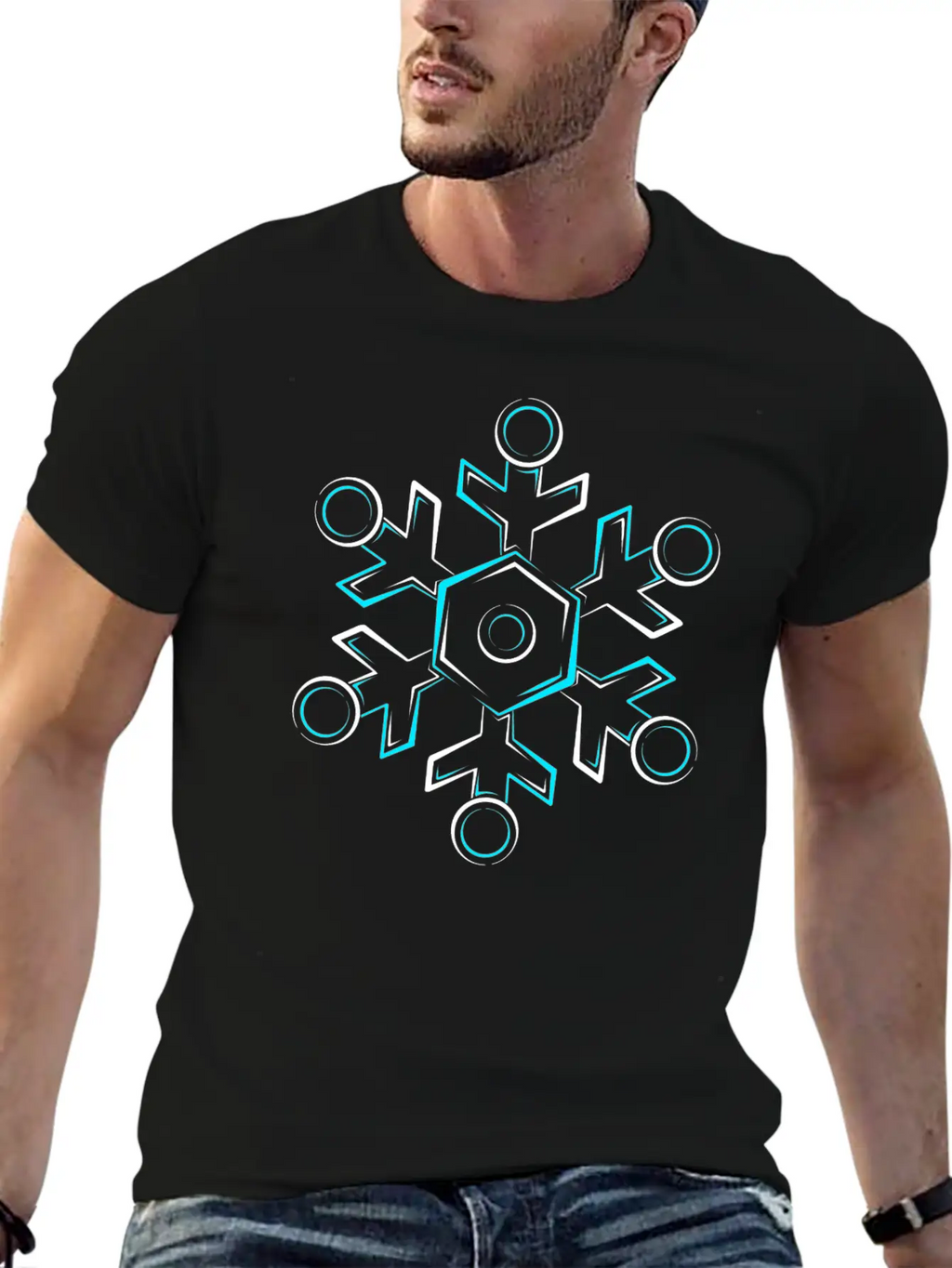 Glowing Snowflake Breathable Soft Cotton T-Shirt – Timeless Casual Look