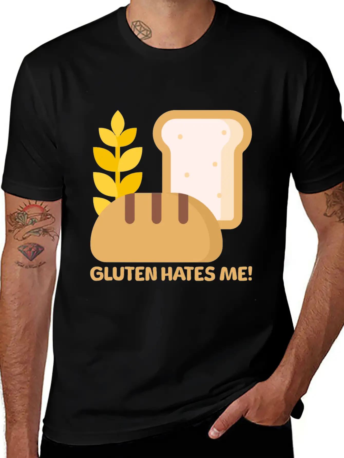 Gluten Hates Me! Gluten Allergy Relaxed Everyday Tee – Lightweight And Durable Cotton