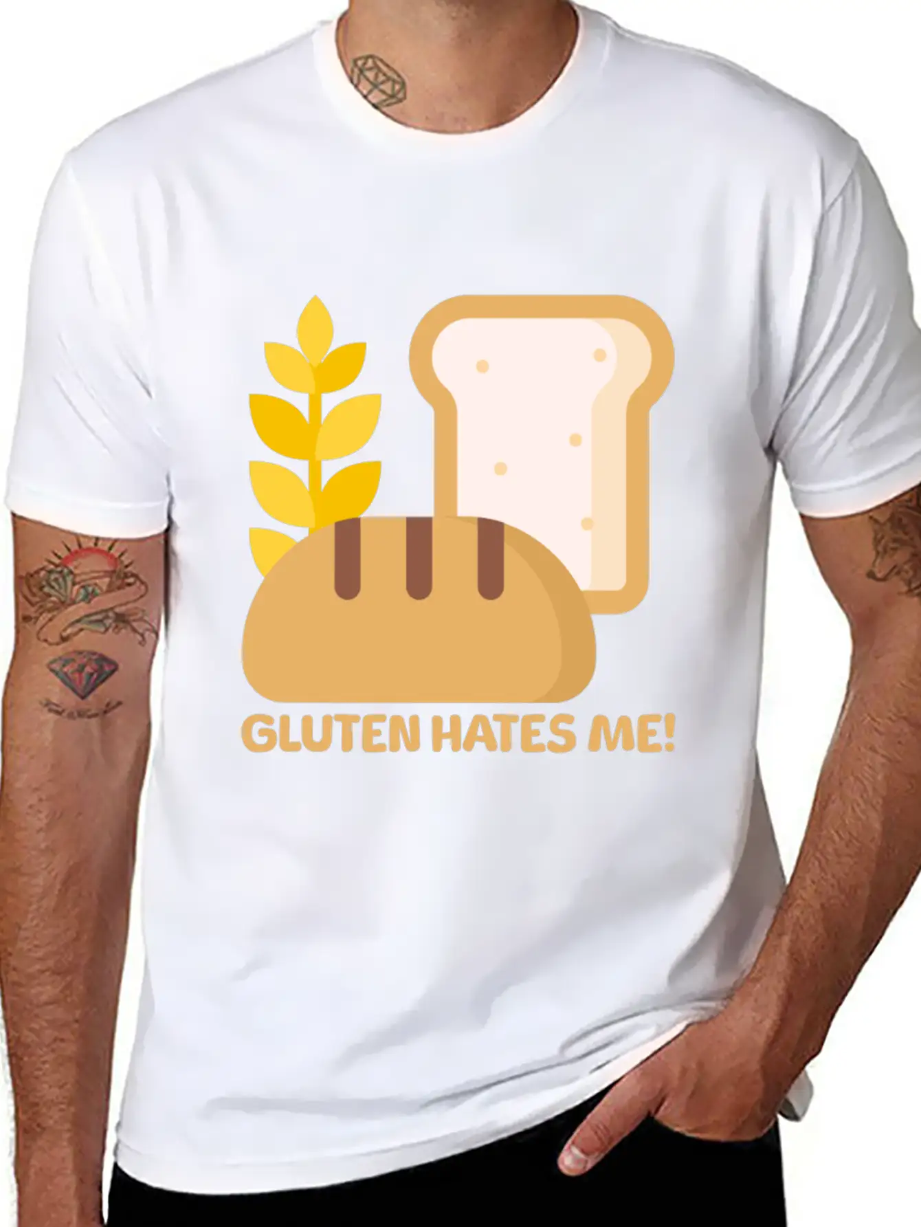 Gluten Hates Me! Gluten Allergy Relaxed Everyday Tee – Lightweight And Durable Cotton