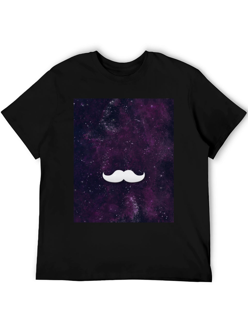 Galaxy Mustache Graphic Tee - Stylish Black Cotton T-Shirt
