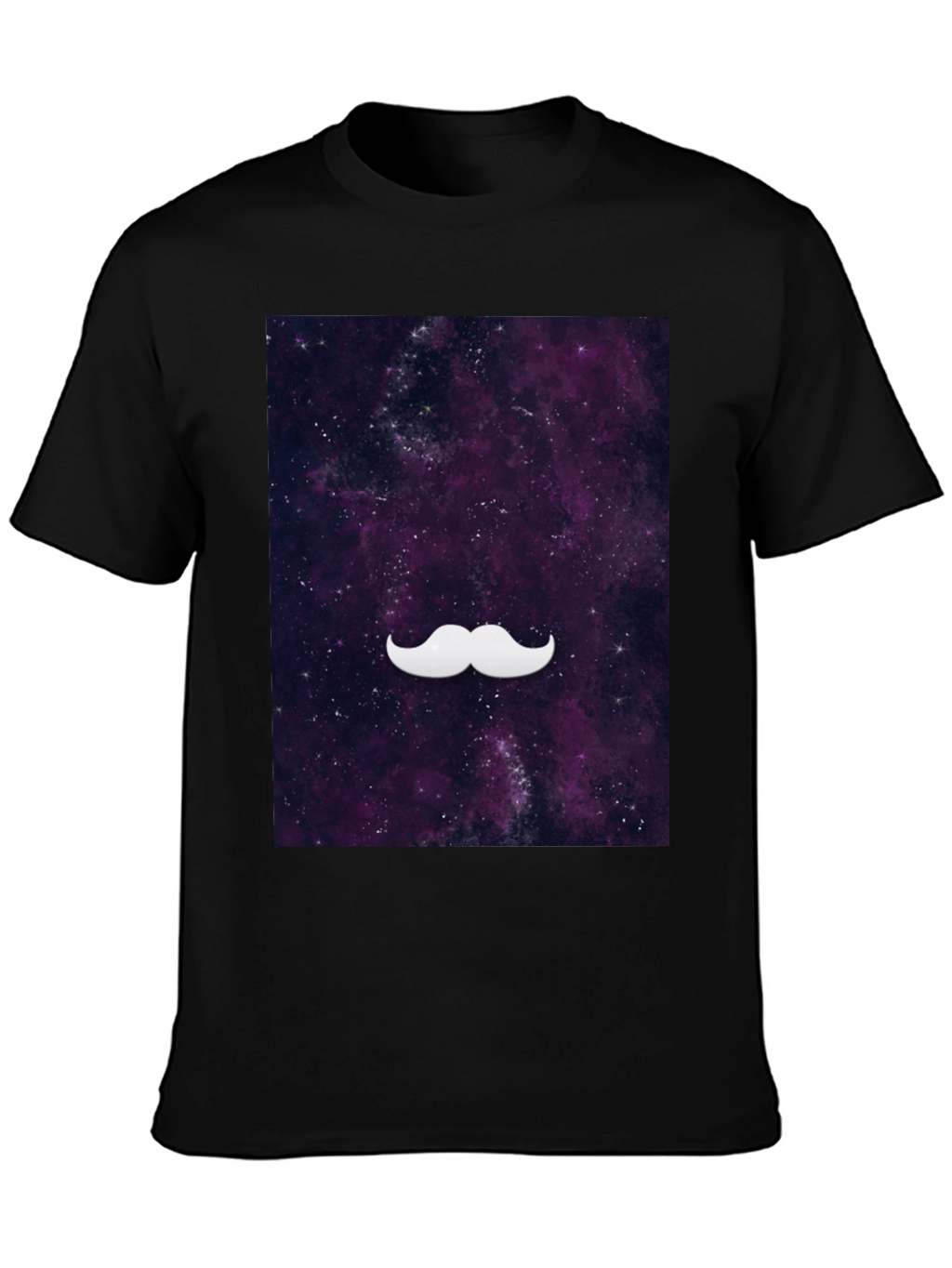 Galaxy Mustache Graphic Tee - Stylish Black Cotton T-Shirt