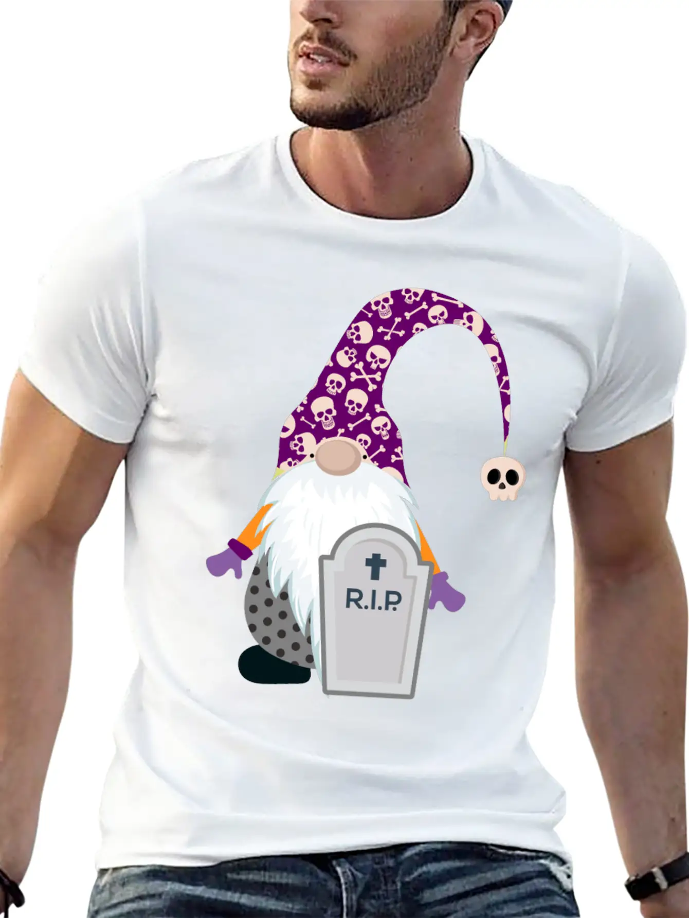 Gnome Halloween Clipart Rip Classic T Shirt Breathable Soft Cotton T-Shirt – Timeless Casual Look