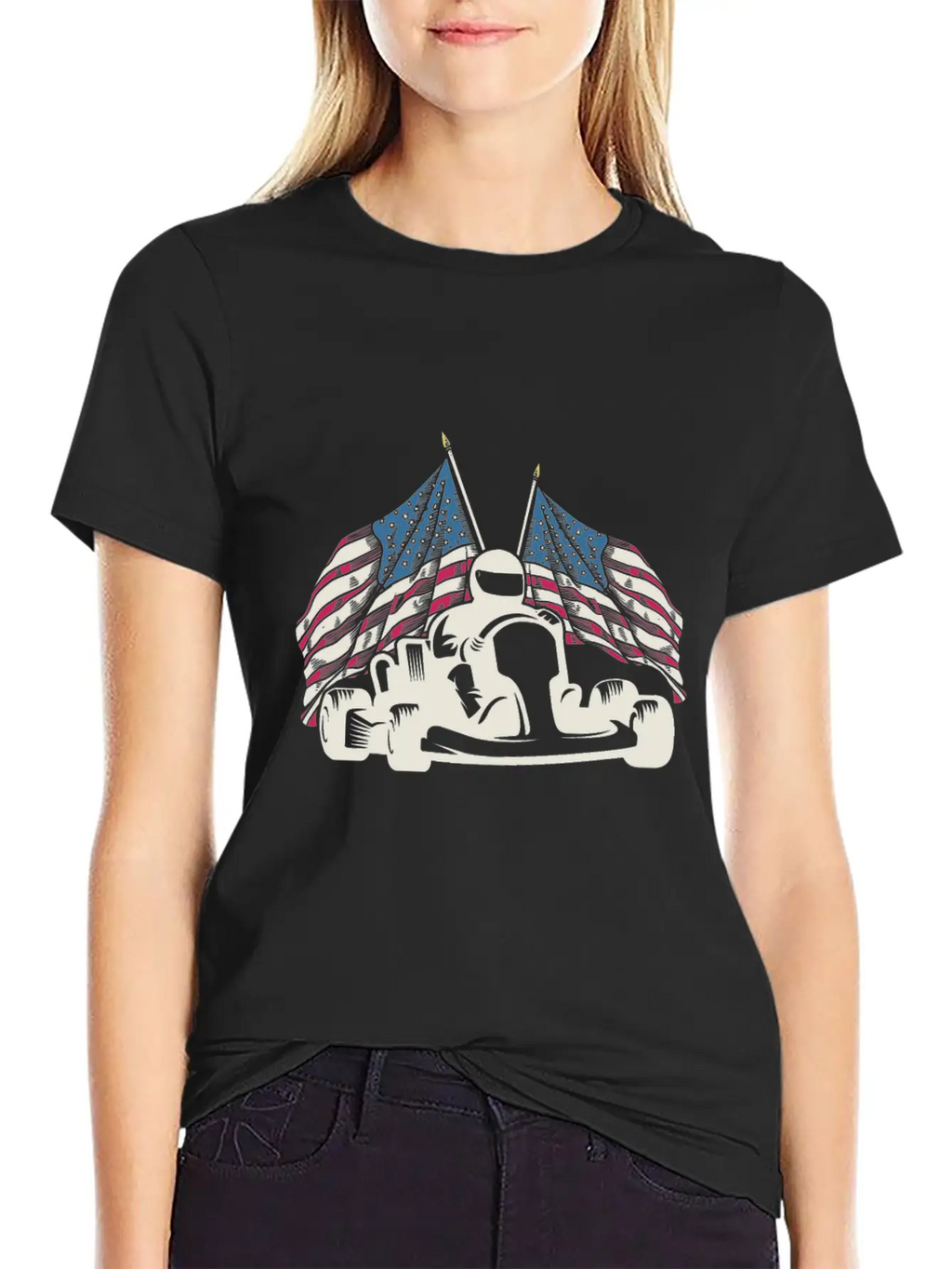 Go Kart Racing US Flags Karting GoCart Racer Unisex Casual T-Shirt – Clean Design For Daily Comfort