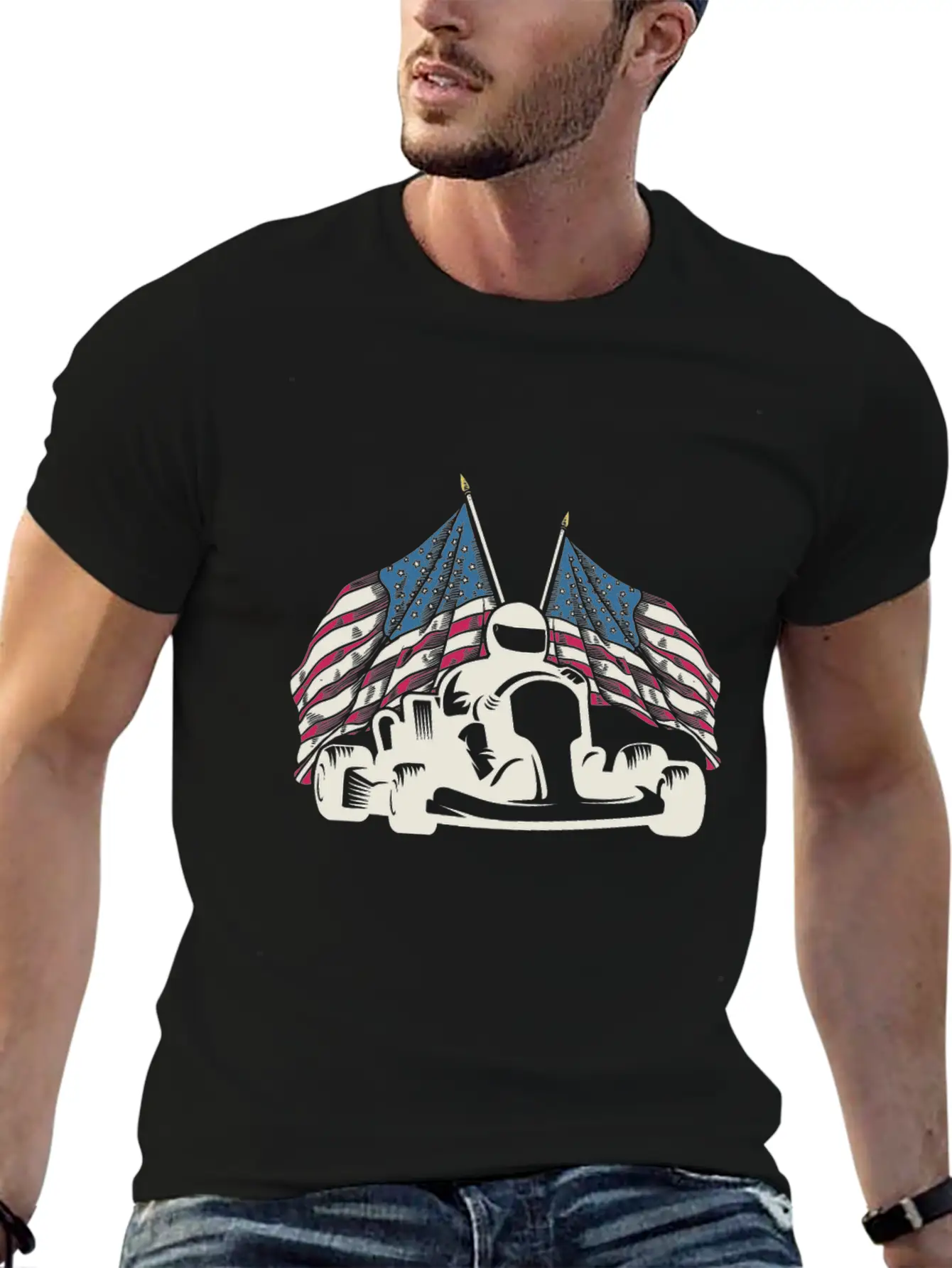 Go Kart Racing US Flags Karting GoCart Racer Unisex Casual T-Shirt – Clean Design For Daily Comfort
