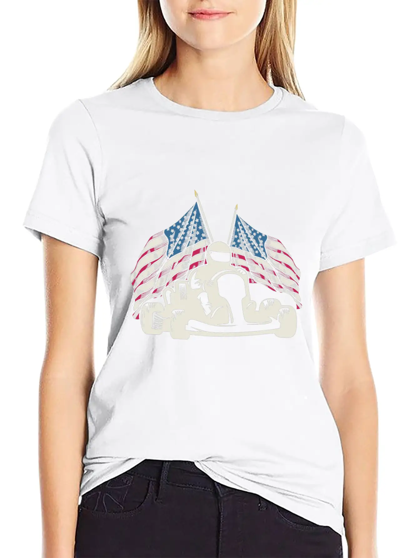 Go Kart Racing US Flags Karting GoCart Racer Unisex Casual T-Shirt – Clean Design For Daily Comfort