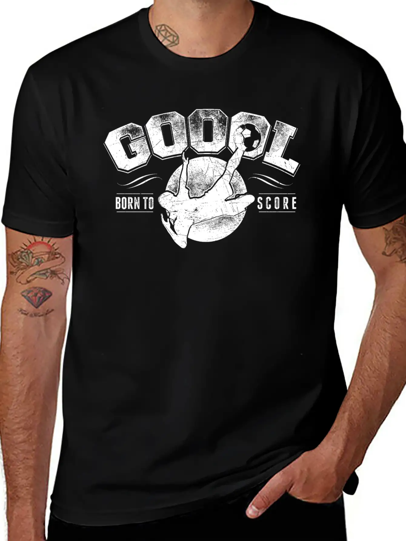 GOAL Born To Score Vintage Football White Classic Cotton Tee – Unisex Comfort For Any Season