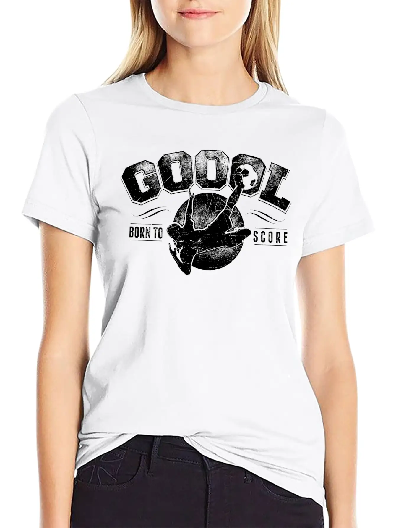 GOAL Born To Score Vintage Football White Classic Cotton Tee – Unisex Comfort For Any Season