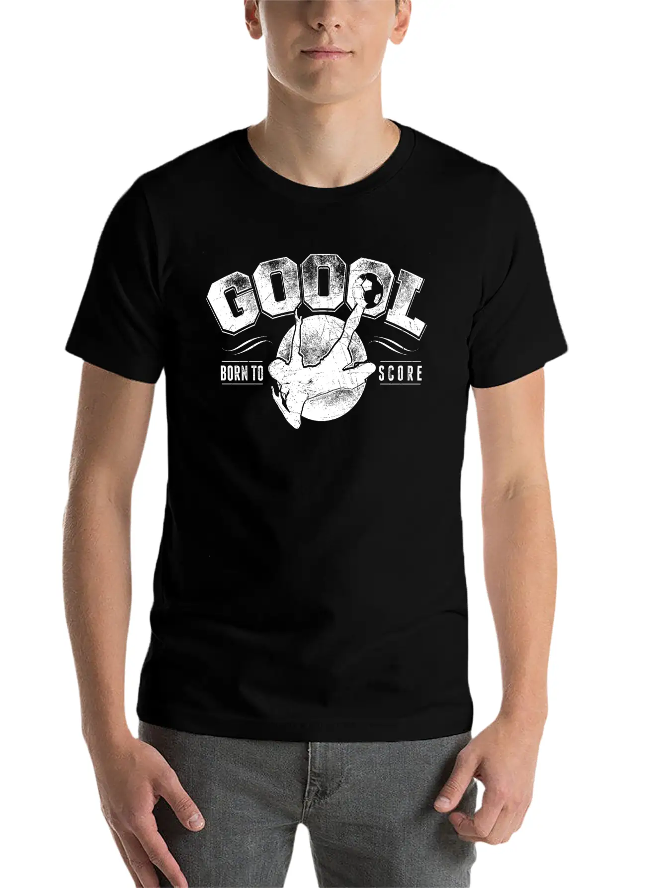 GOAL Born To Score Vintage Football White Classic Cotton Tee – Unisex Comfort For Any Season