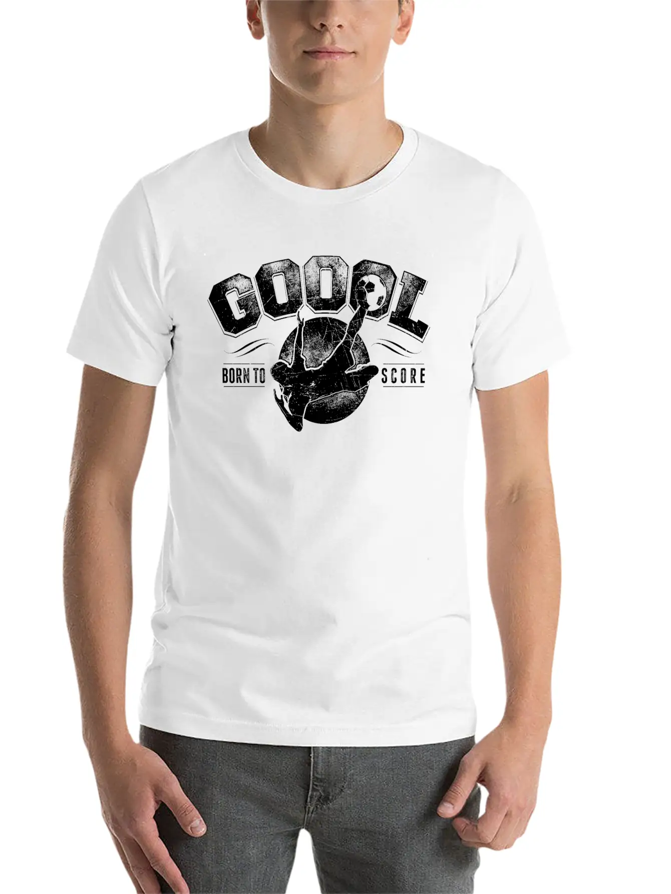 GOAL Born To Score Vintage Football White Classic Cotton Tee – Unisex Comfort For Any Season