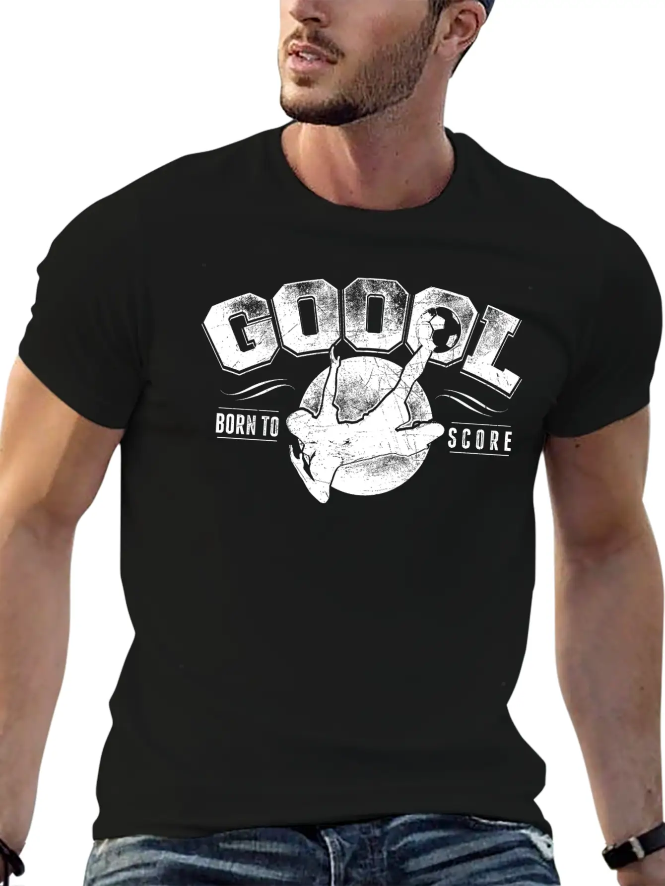 GOAL Born To Score Vintage Football White Classic Cotton Tee – Unisex Comfort For Any Season