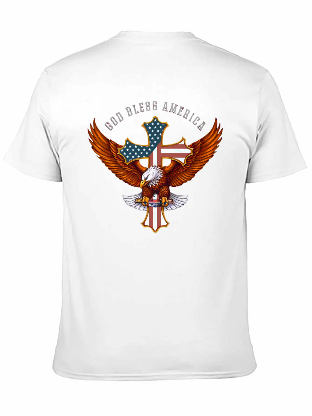 God Bless America Eagle Christian Jesus Cross Basic Graphic T-Shirt – Daily Comfort In Soft Cotton