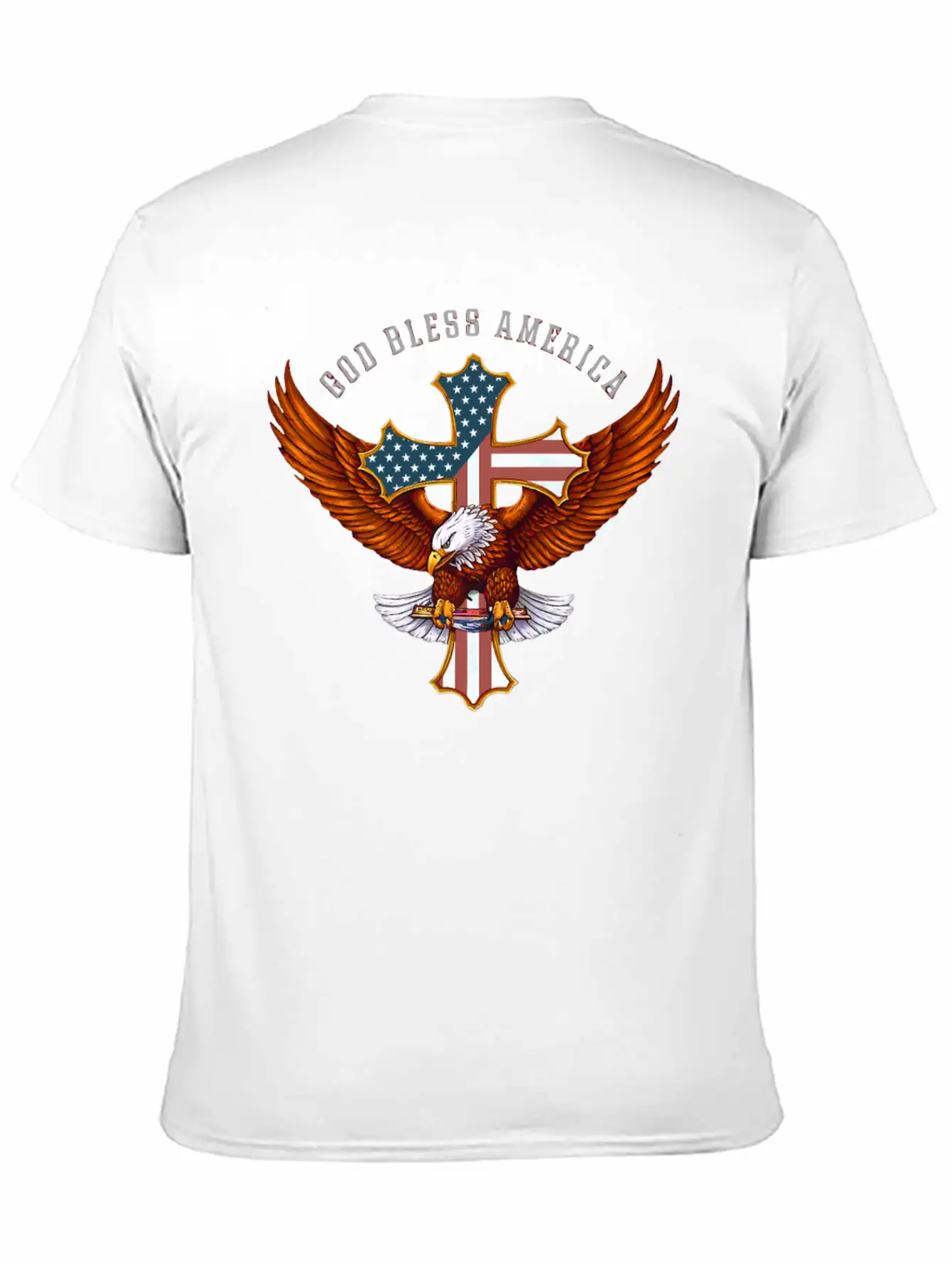 God Bless America Eagle Christian Jesus Cross Basic Graphic T-Shirt – Daily Comfort In Soft Cotton