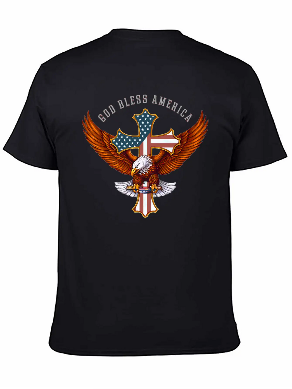 God Bless America Eagle Christian Jesus Cross Basic Graphic T-Shirt – Daily Comfort In Soft Cotton