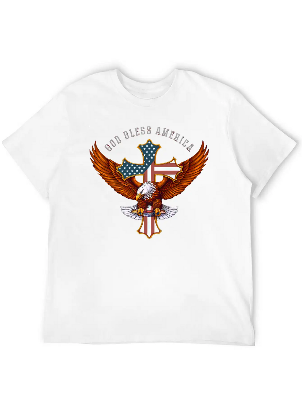 God Bless America Eagle Christian Jesus Cross Basic Graphic T-Shirt – Daily Comfort In Soft Cotton
