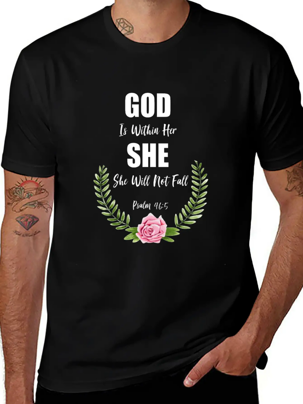 God Is Within Her Christian Bible Verse Breathable Graphic T-Shirt – Perfect For Casual Days