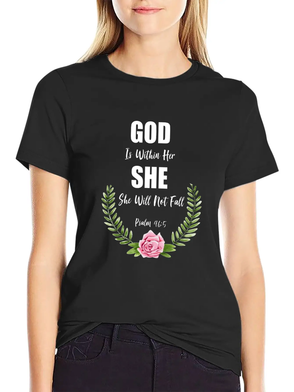 God Is Within Her Christian Bible Verse Breathable Graphic T-Shirt – Perfect For Casual Days