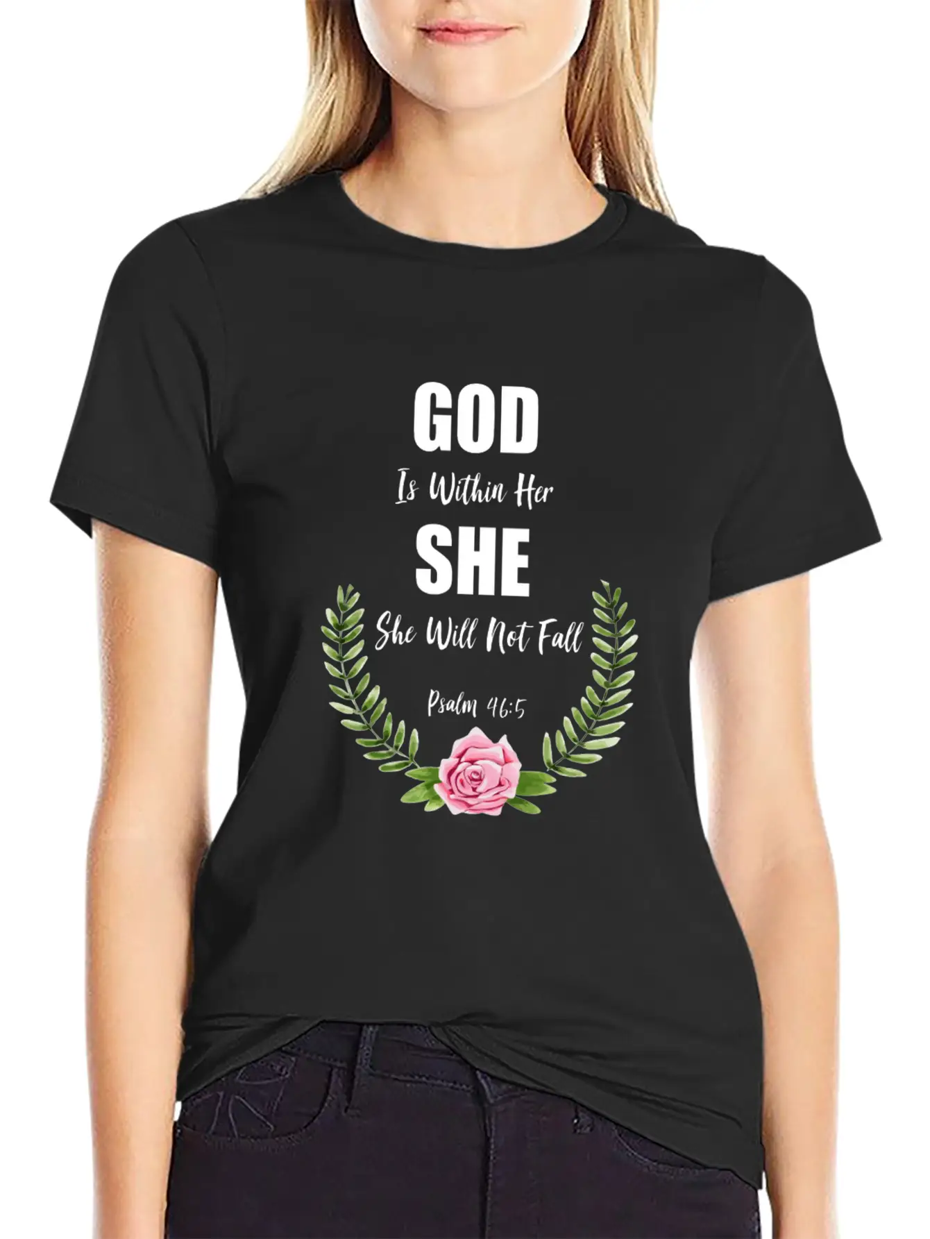 God Is Within Her Christian Bible Verse Breathable Graphic T-Shirt – Perfect For Casual Days