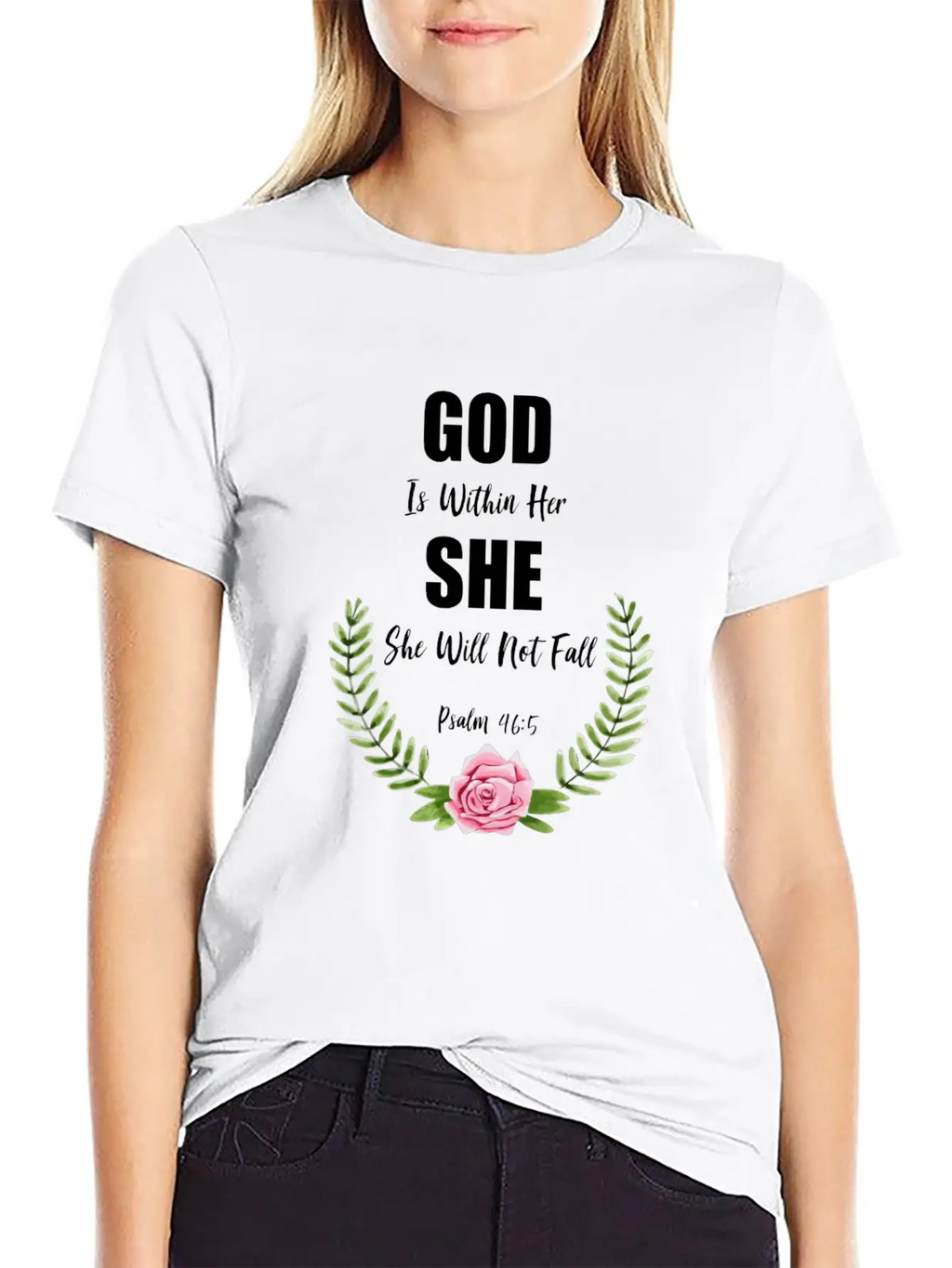 God Is Within Her Christian Bible Verse Breathable Graphic T-Shirt – Perfect For Casual Days