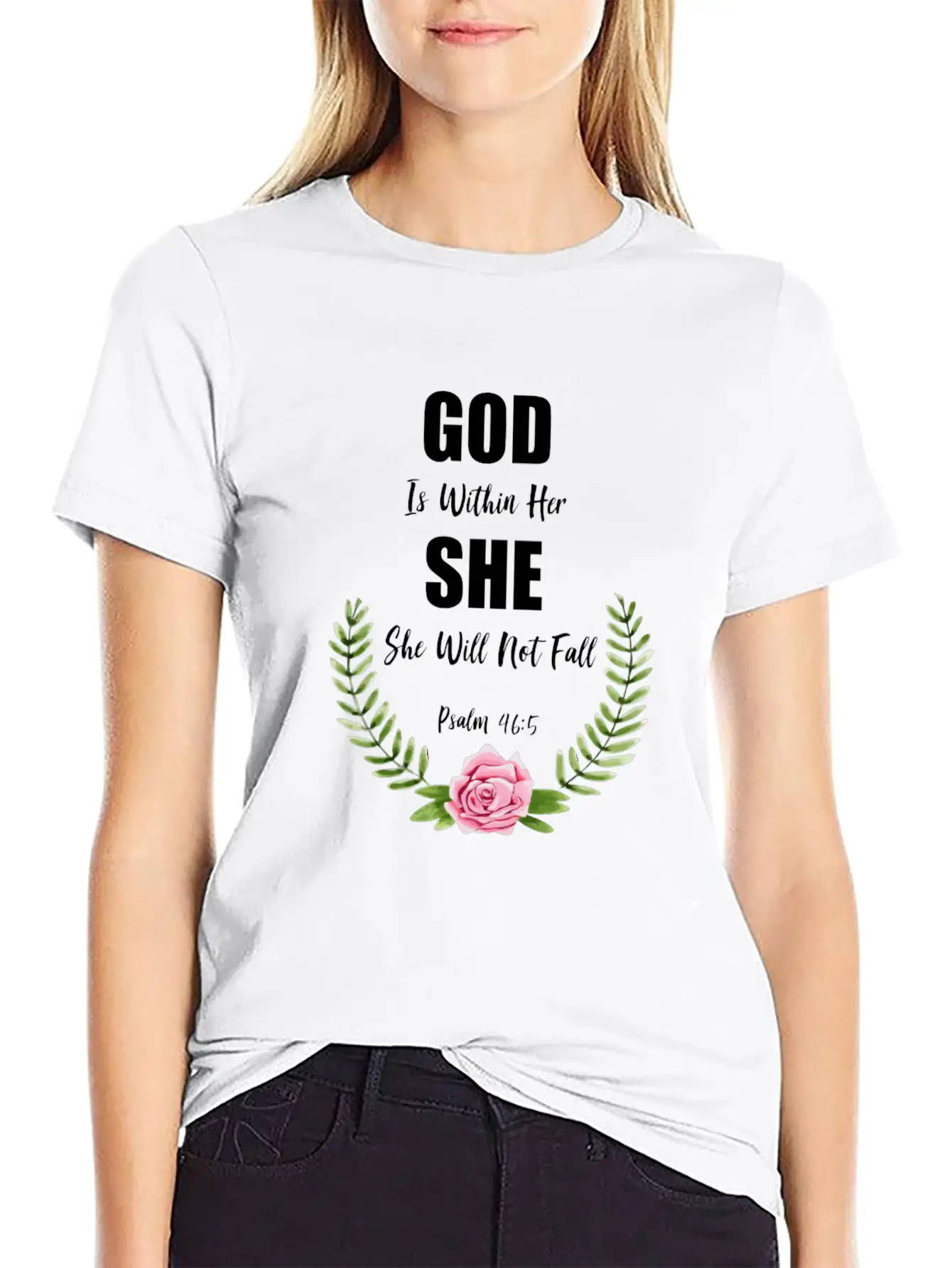 God Is Within Her Christian Bible Verse Breathable Graphic T-Shirt – Perfect For Casual Days