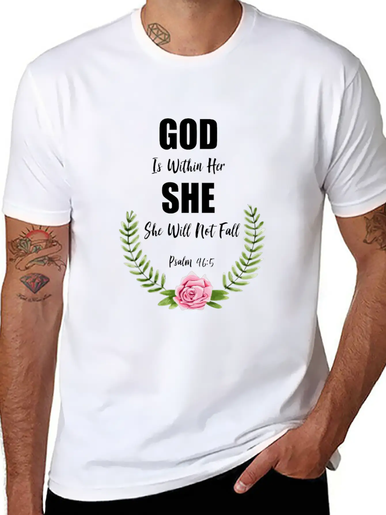 God Is Within Her Christian Bible Verse Breathable Graphic T-Shirt – Perfect For Casual Days