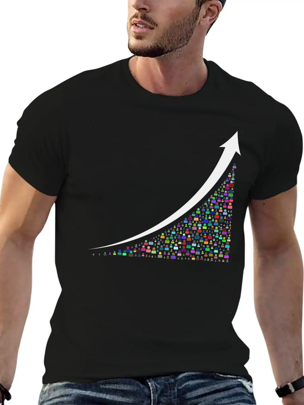 Going Up Prismatic Essential Cotton Tee For Daily Outfits – Unisex Style